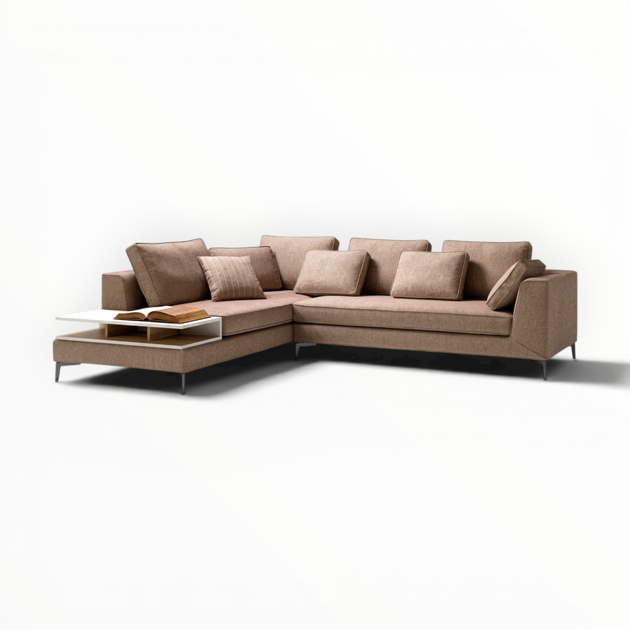 Brown sectional sofa on a white background