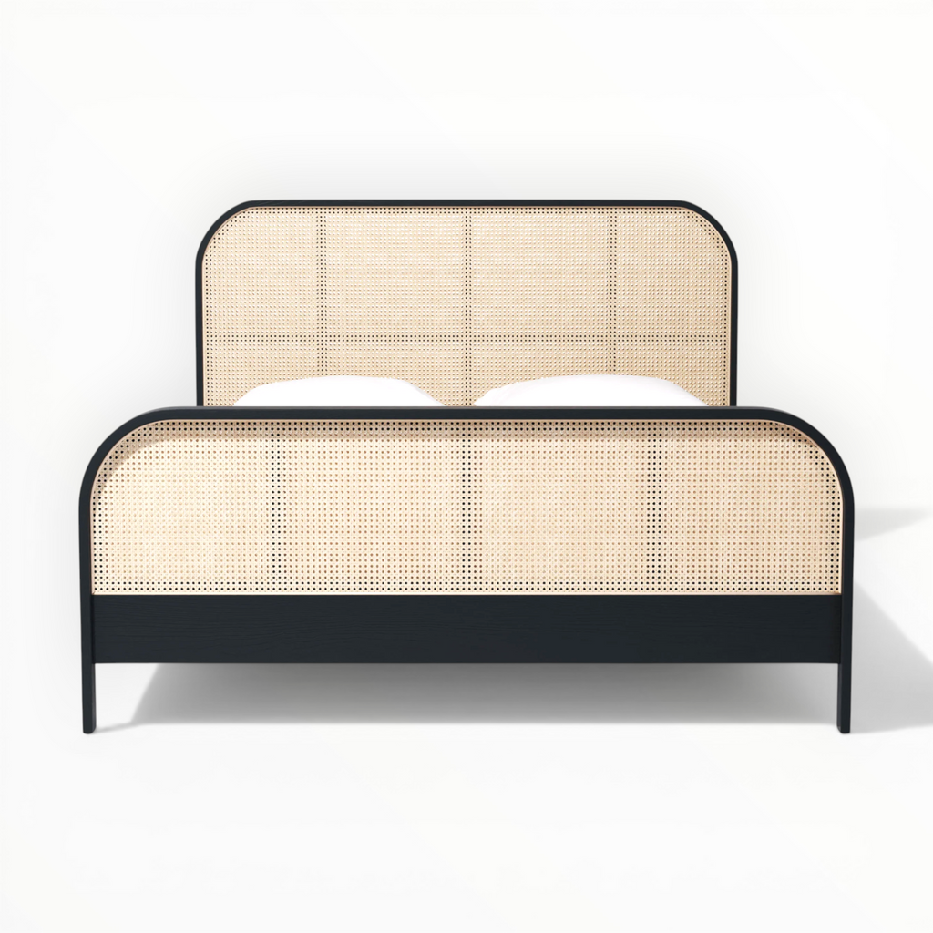Essence | Teakwood & Rattan Bed | King & Queen Size | Hydraulic & Box Storage | Handcrafted in Hyderabad