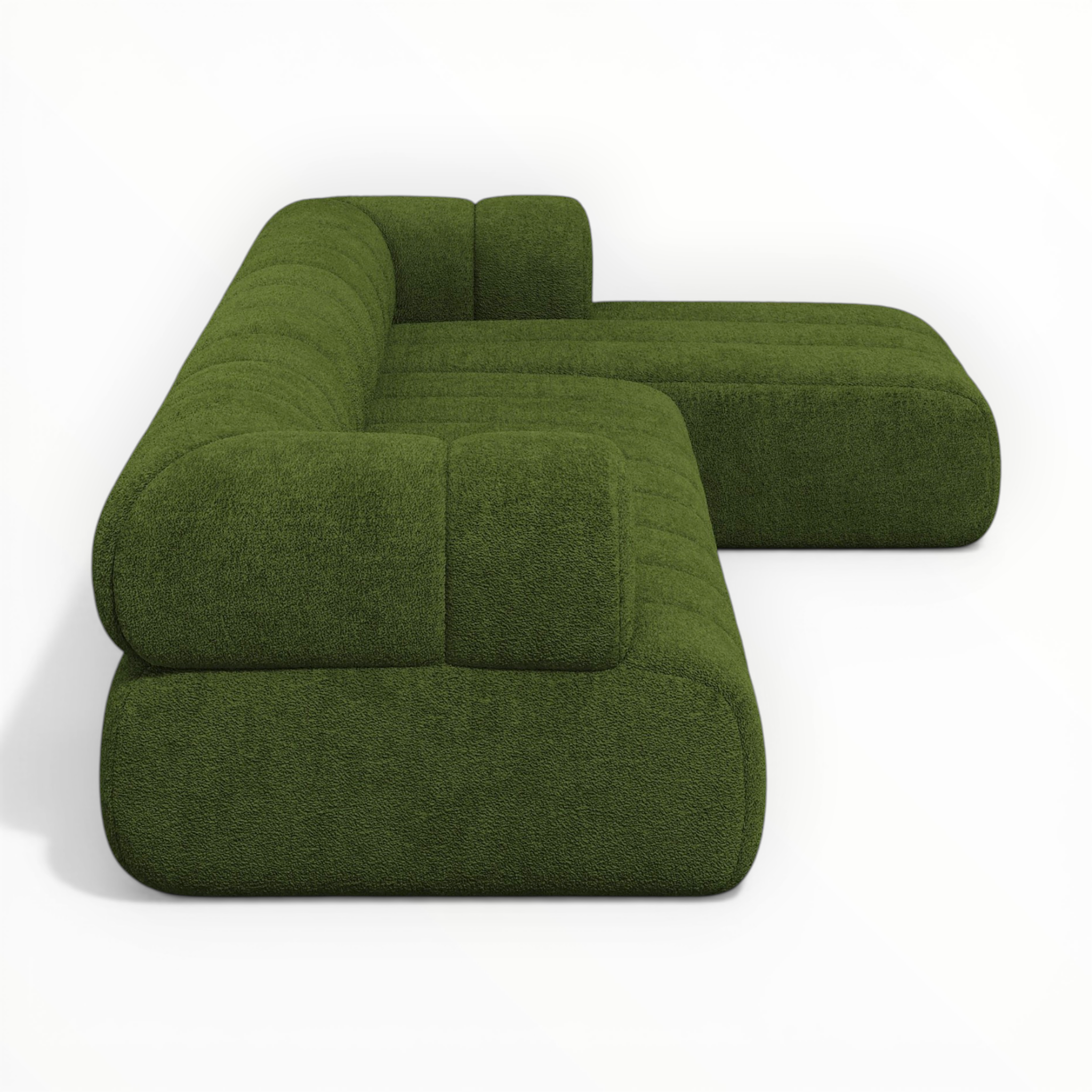 Green modular sofa on a white background