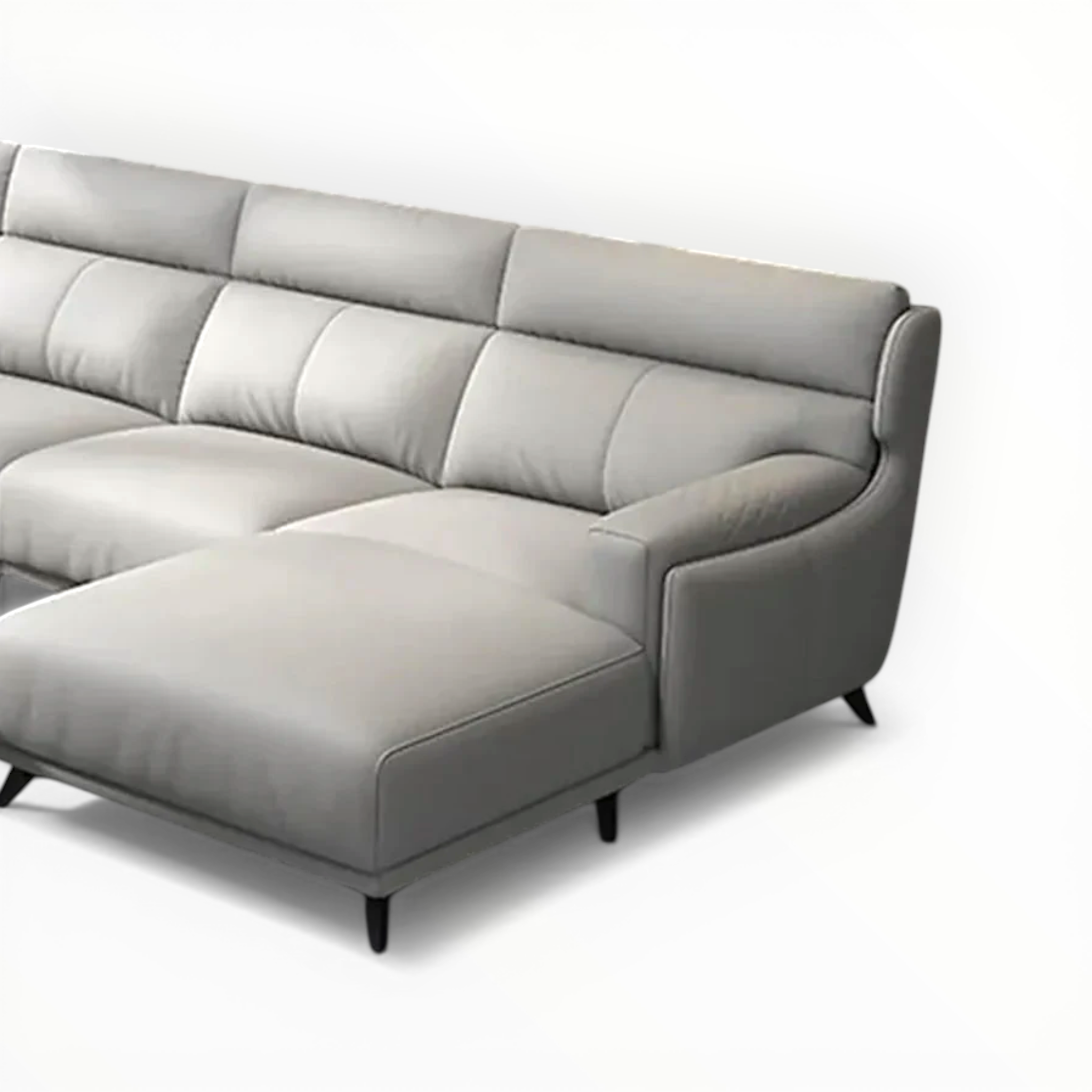 Gray sectional sofa on a white background