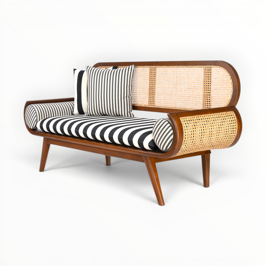 Flink Loveseat – Teakwood & Rattan 2-Seater Sofa