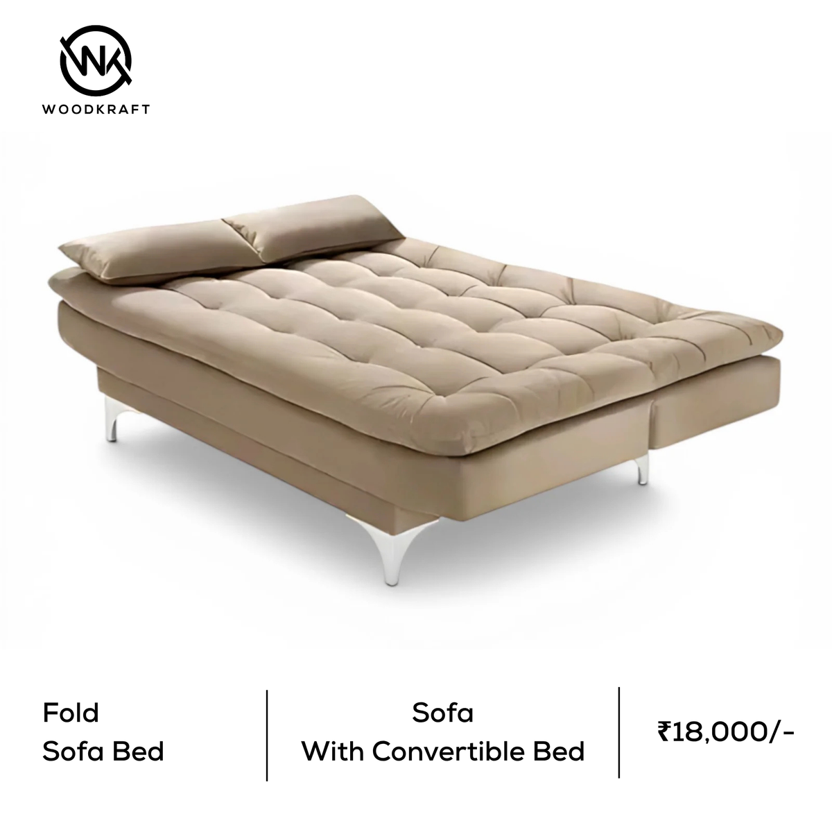 Fold  – Space-Saving Upholstered Sofa Bed | Customisable Fabric & Size | Hyderabad