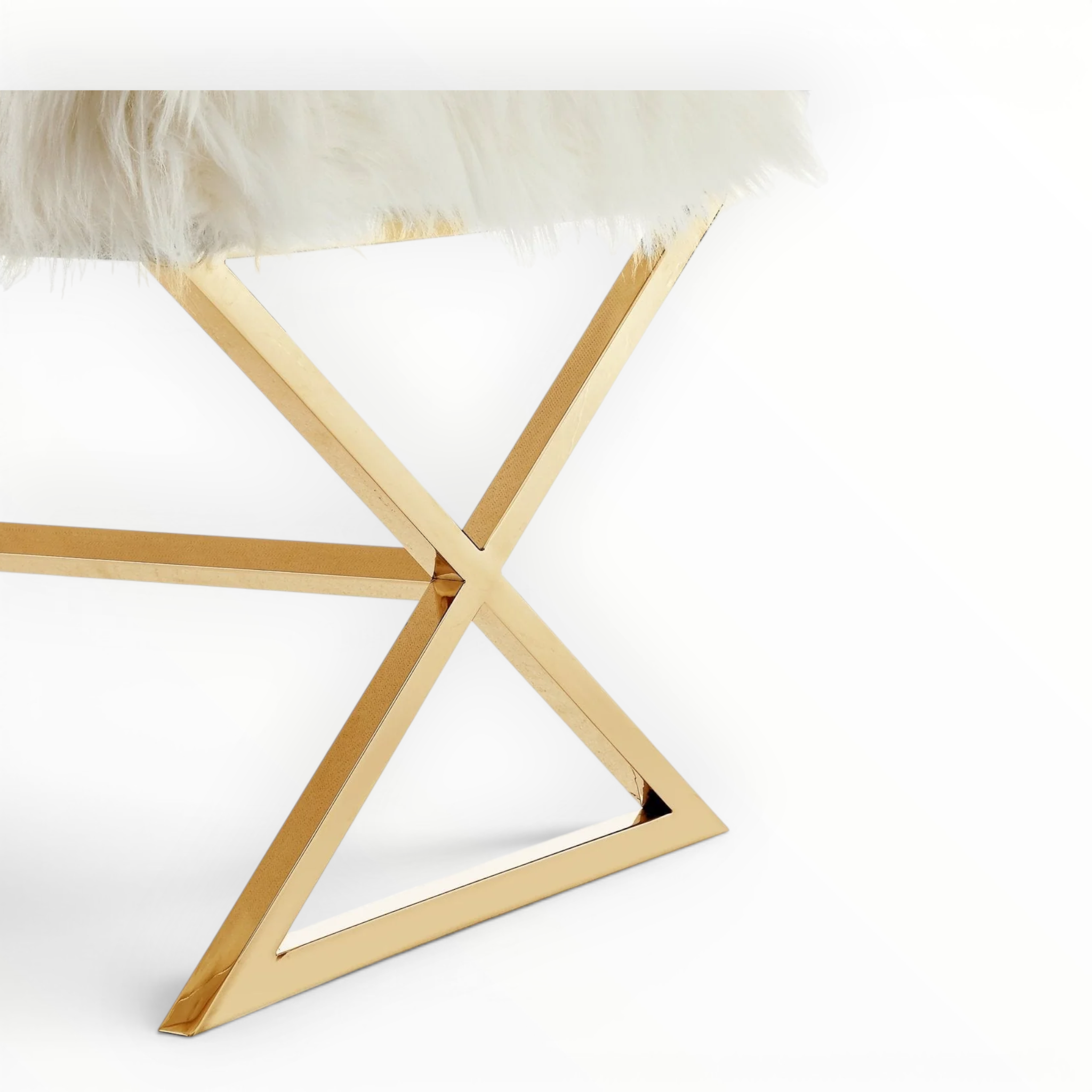 Gold geometric coffee table on a white background