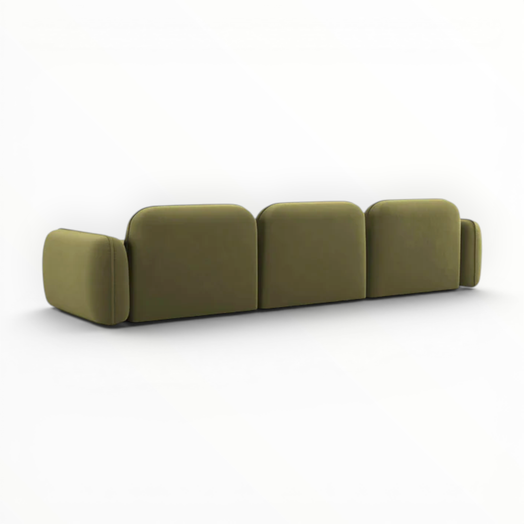 Green modular sofa on a white background