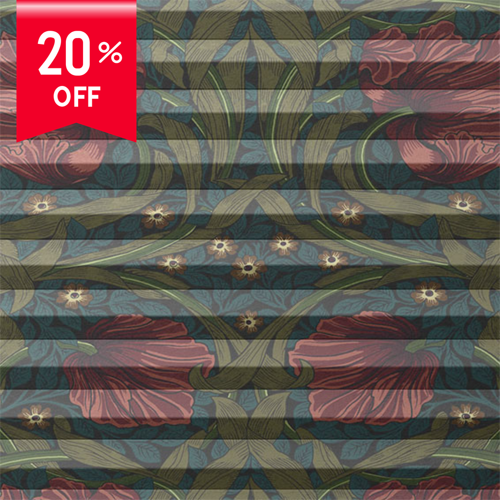 Floral patterned fabric with a 20% off label