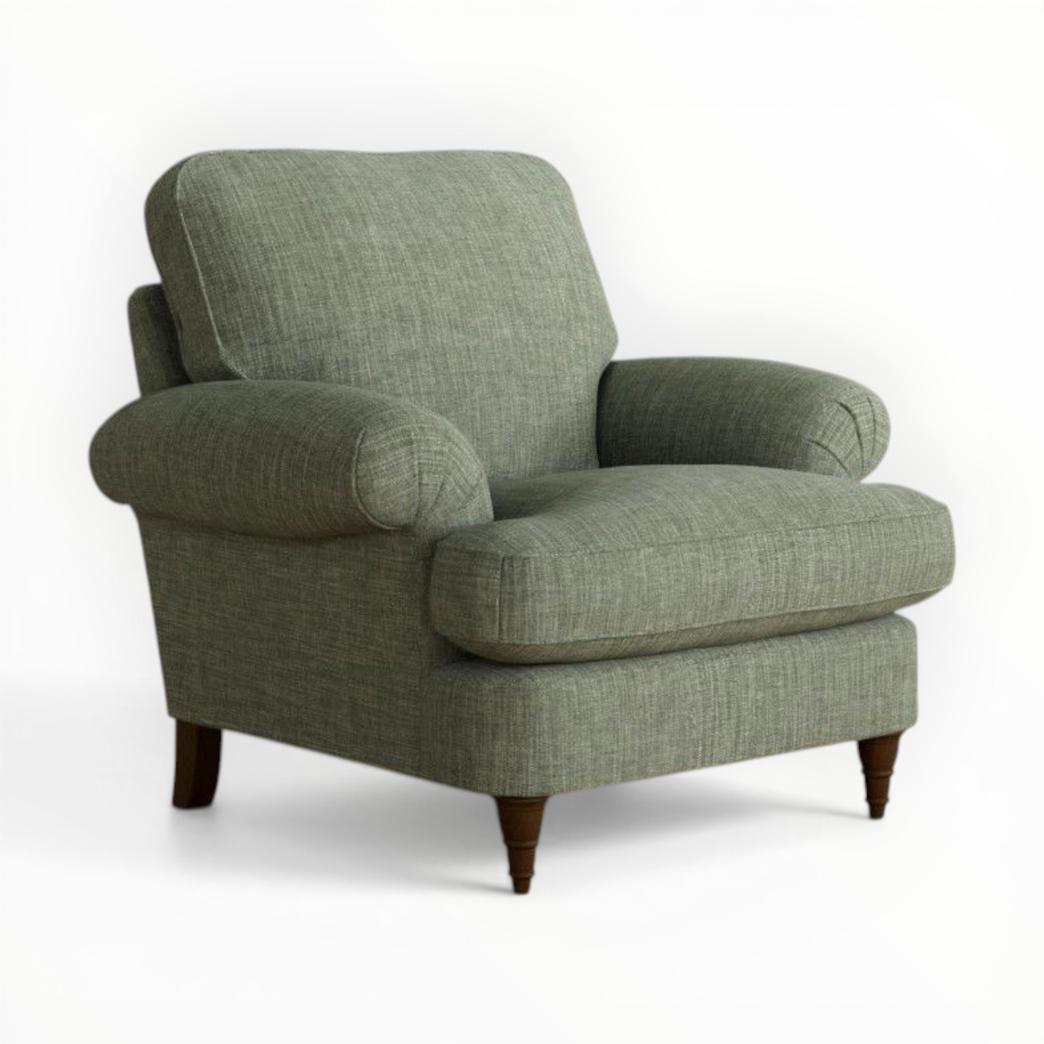 Green armchair on a white background