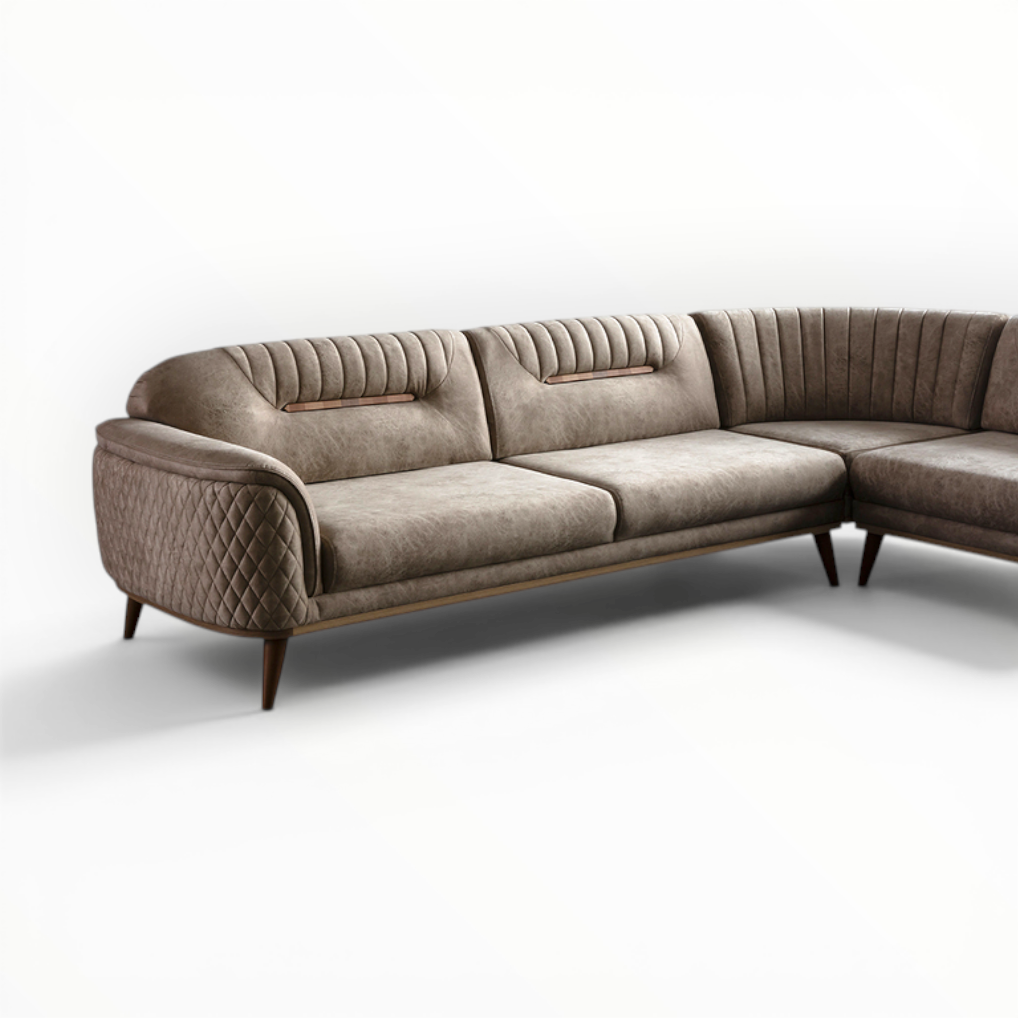 Brown sectional sofa on a white background