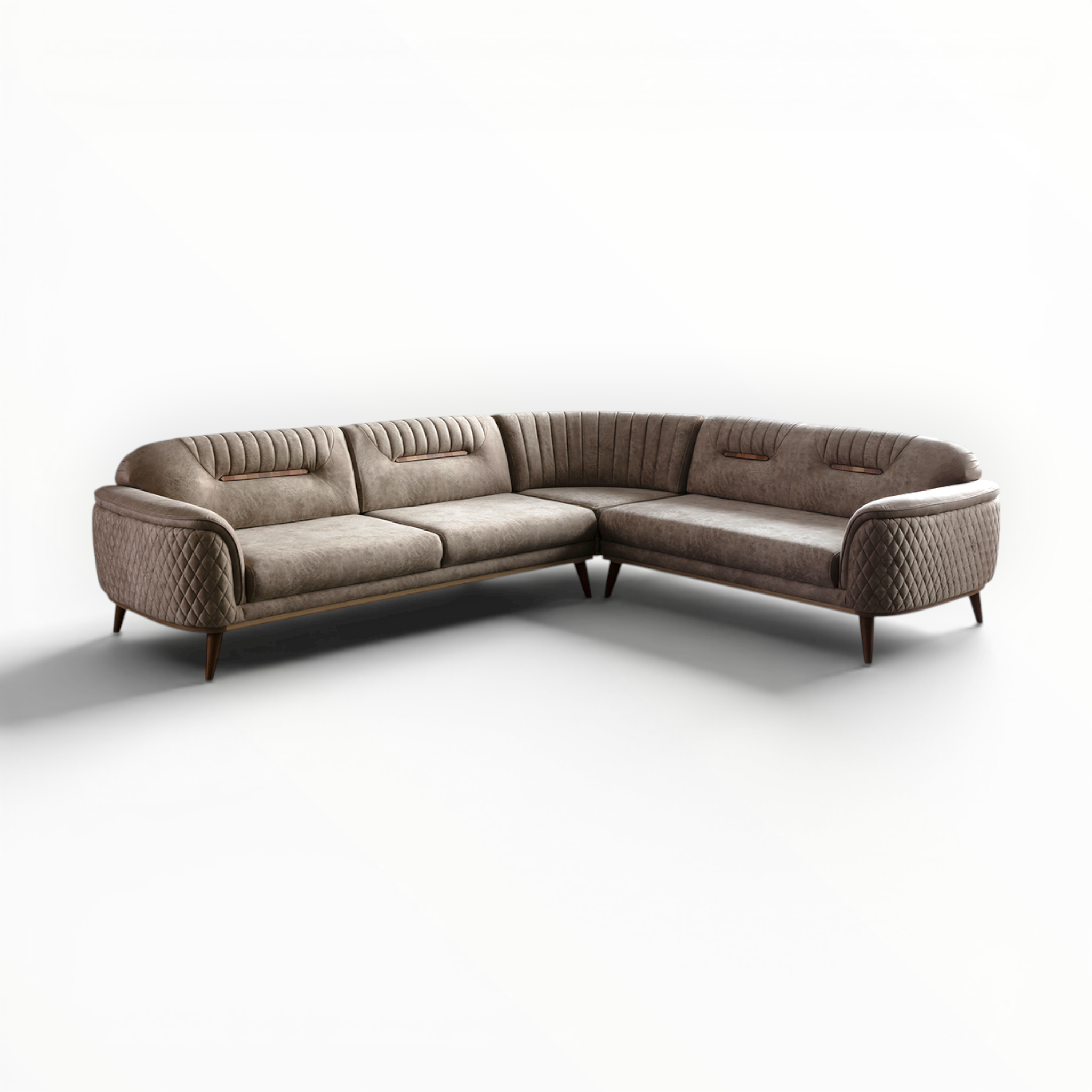 Brown sectional sofa on a white background