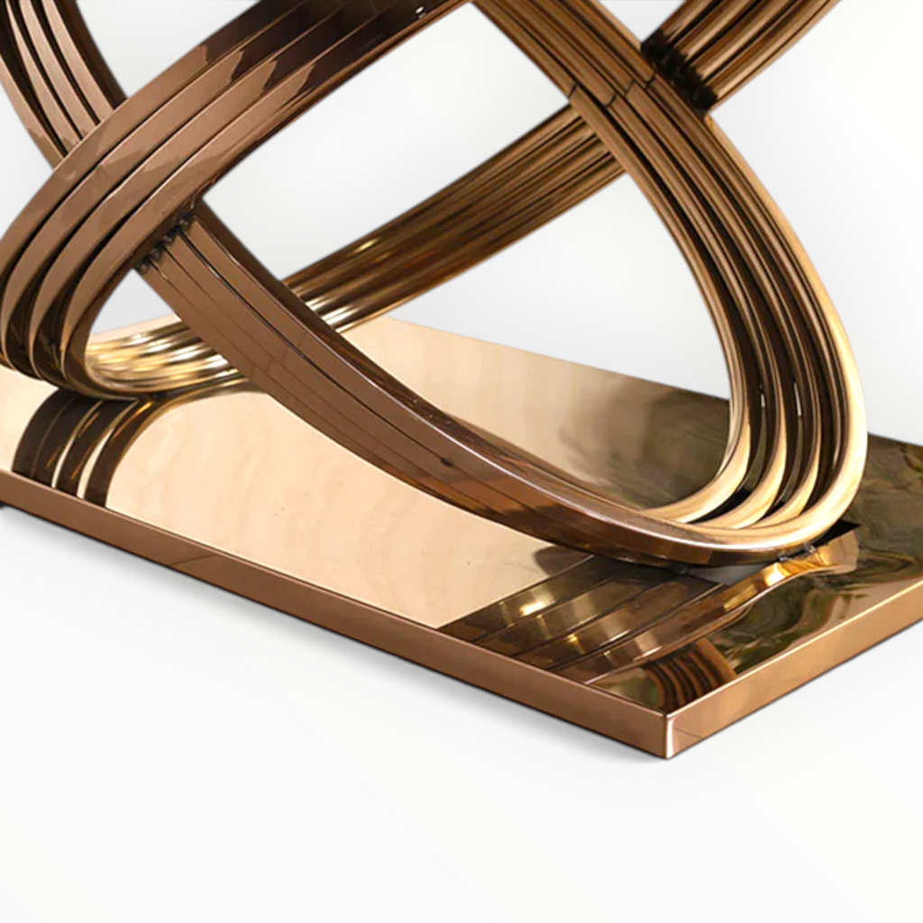 Infinity Coffee Table | Marble Top & Rose Gold Base | Woodkraft Studio