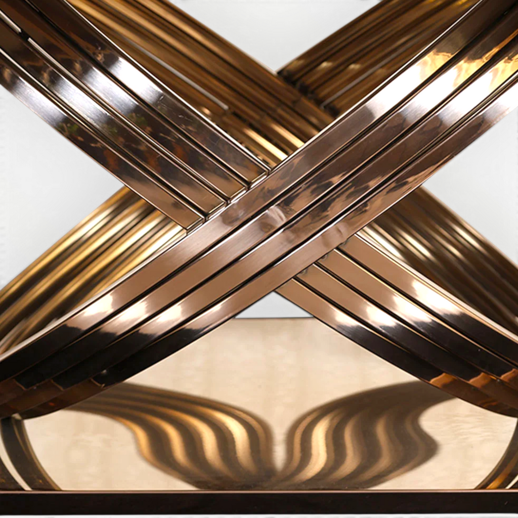 Infinity Coffee Table | Marble Top & Rose Gold Base | Woodkraft Studio