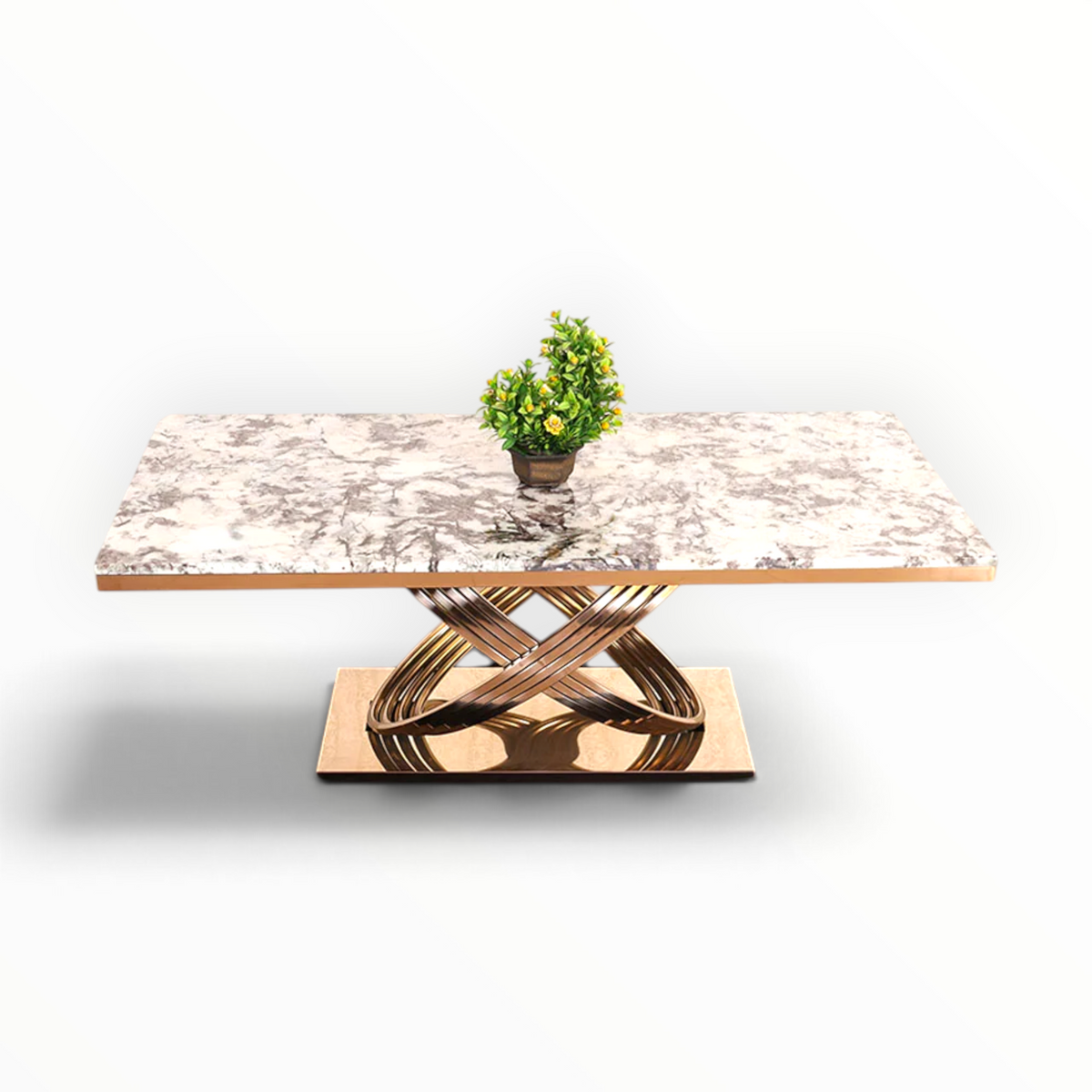 Infinity Coffee Table | Marble Top & Rose Gold Base | Woodkraft Studio