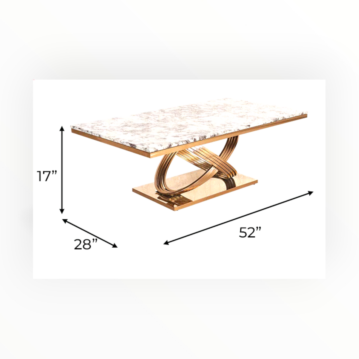 Infinity Coffee Table | Marble Top & Rose Gold Base | Woodkraft Studio
