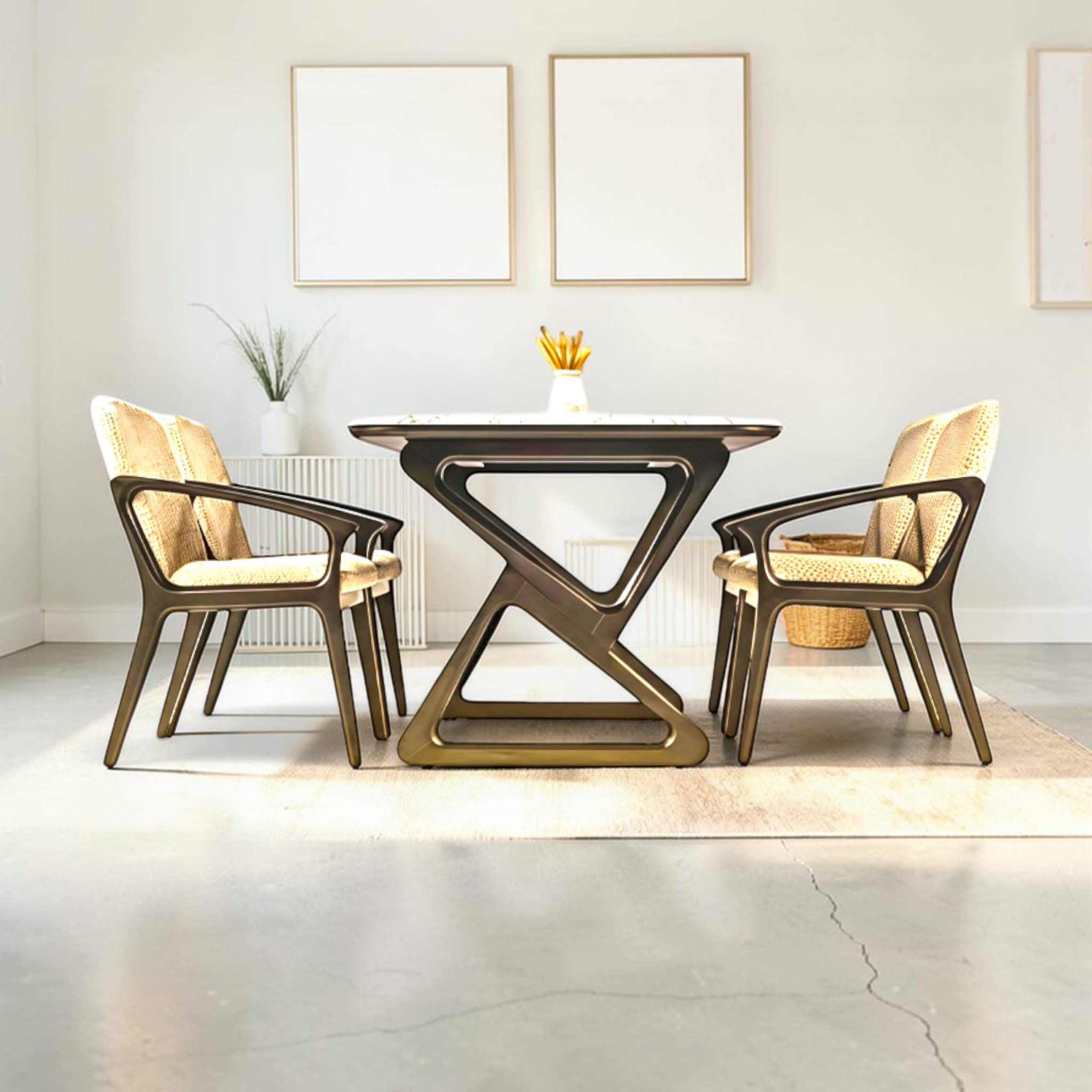 Knot Dining Set | Teakwood & Marble Top | Cushion Chairs | 4 & 6 Seater