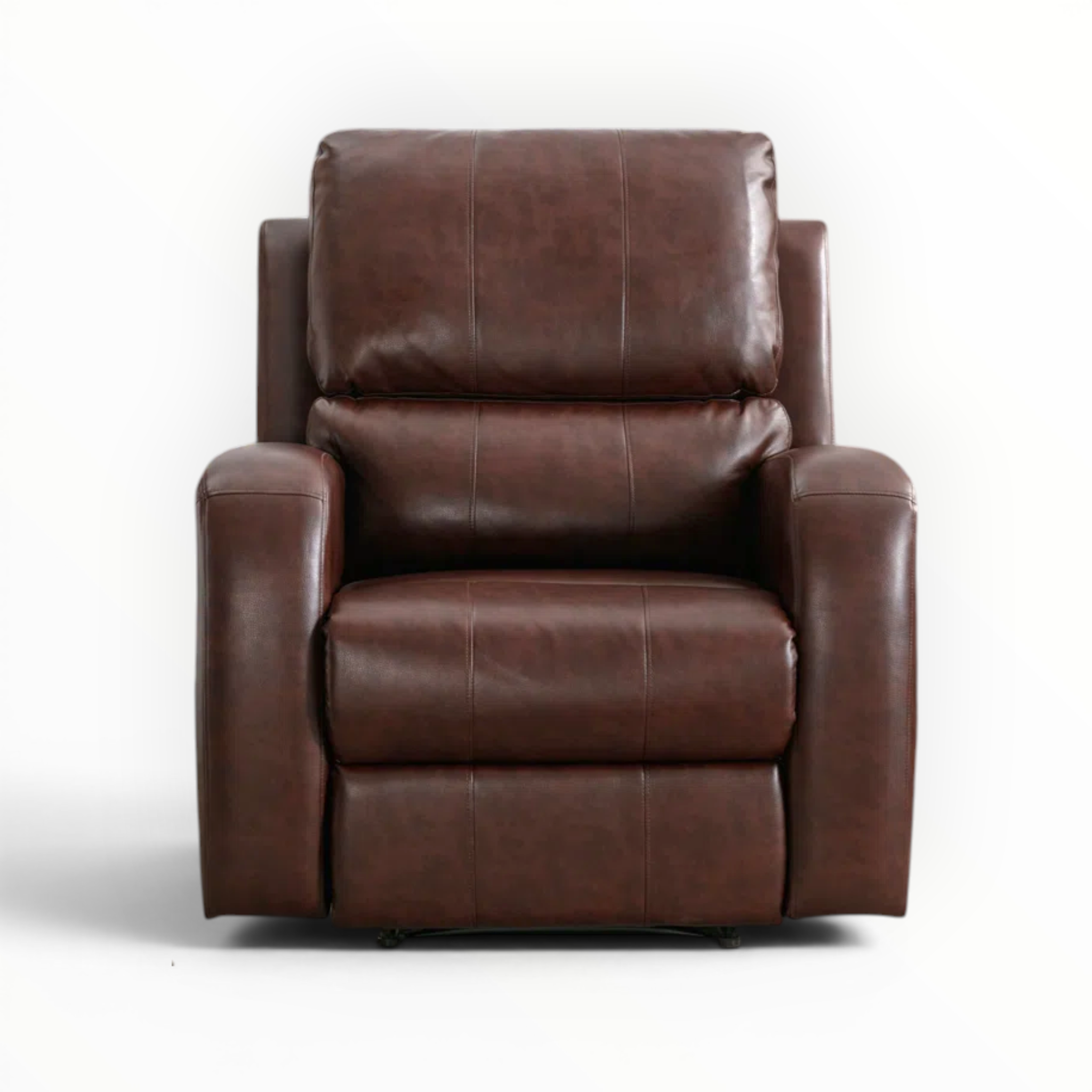 Brown leather recliner chair on a white background