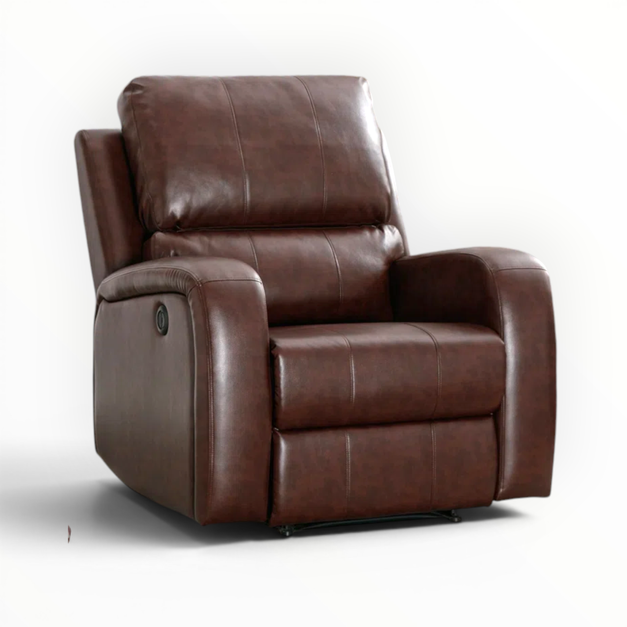 Brown leather recliner chair on a white background