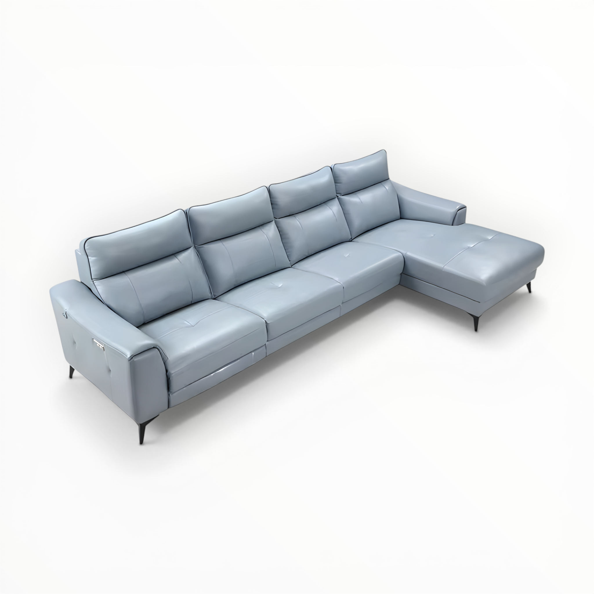Light blue sectional sofa on a white background