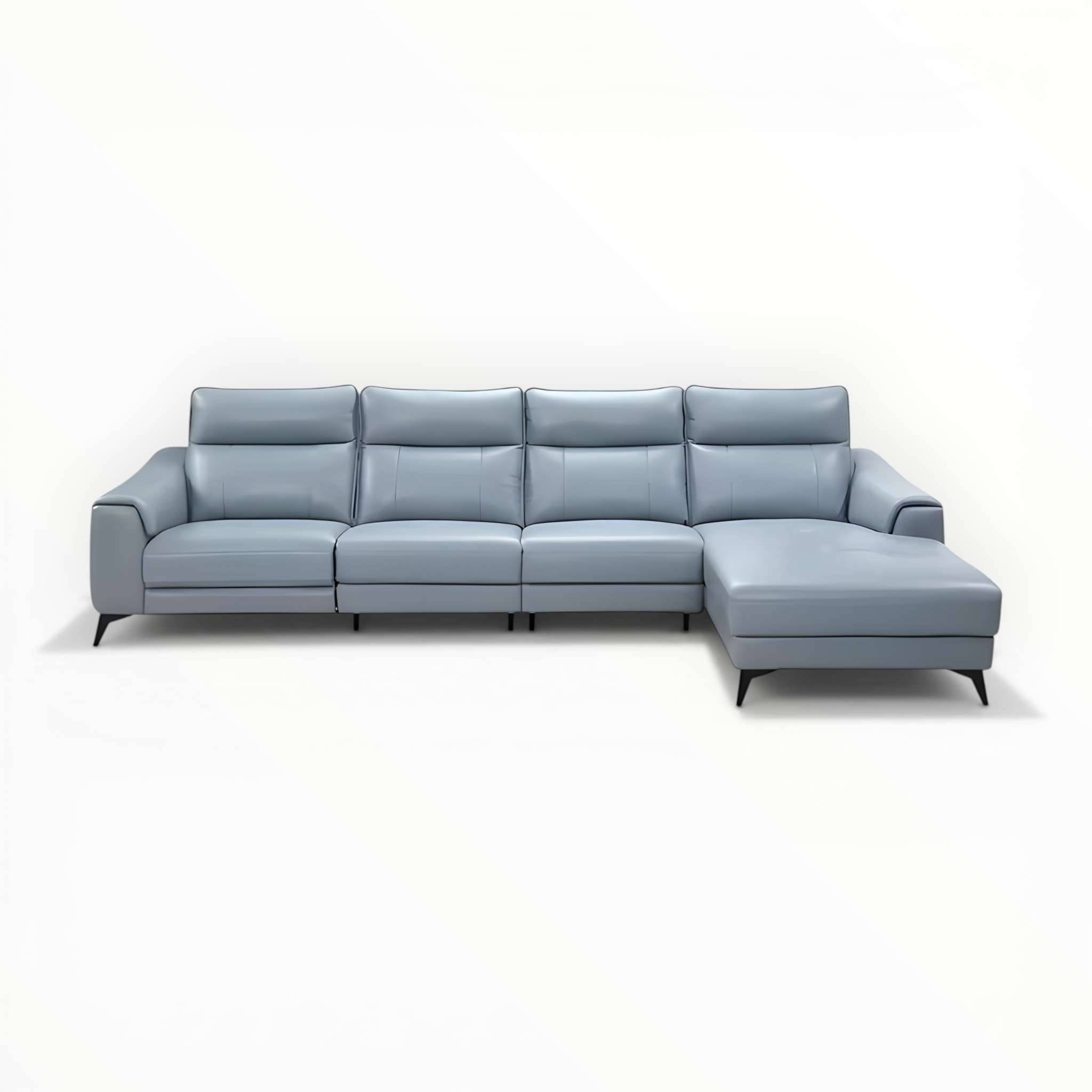 Light blue sectional sofa on a white background