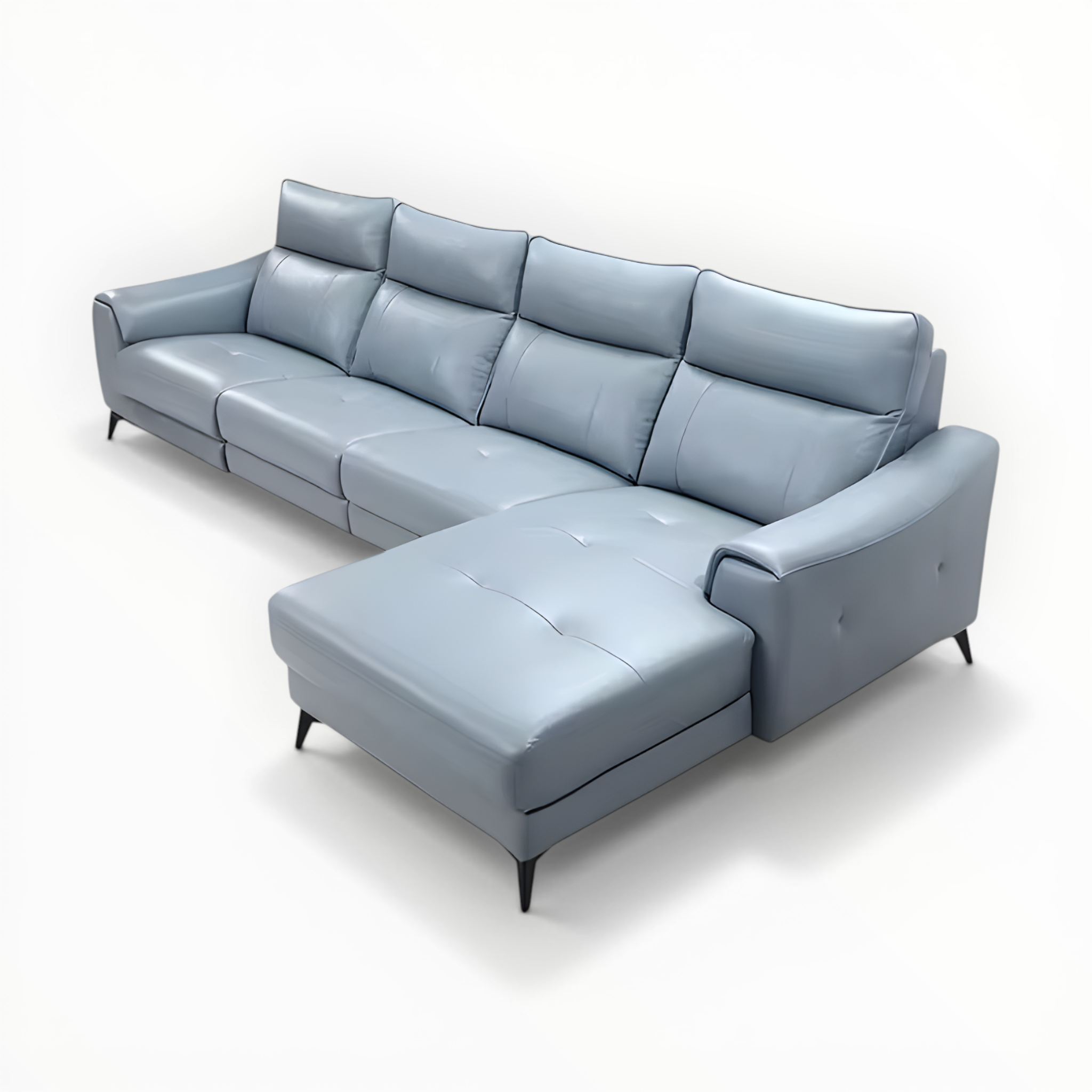 Light blue sectional sofa on a white background