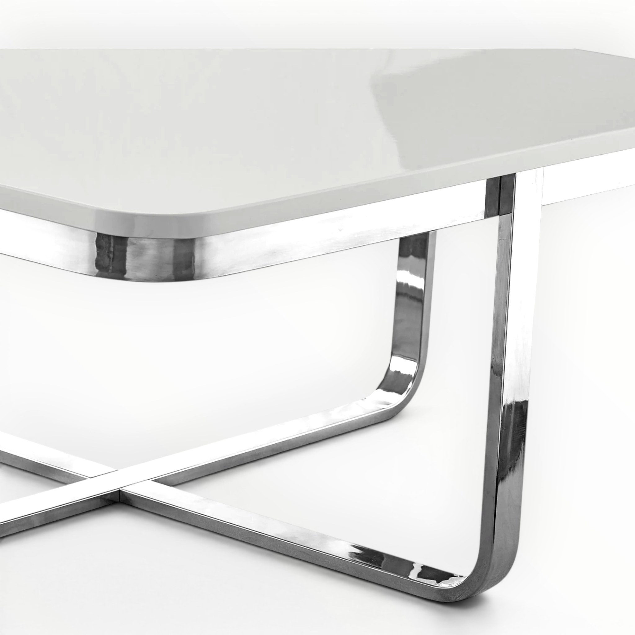 Kross Square Coffee Table | High-Gloss Tile Top & X-Cross Metal Base