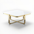 Kross Square Coffee Table | High-Gloss Tile Top & X-Cross Metal Base