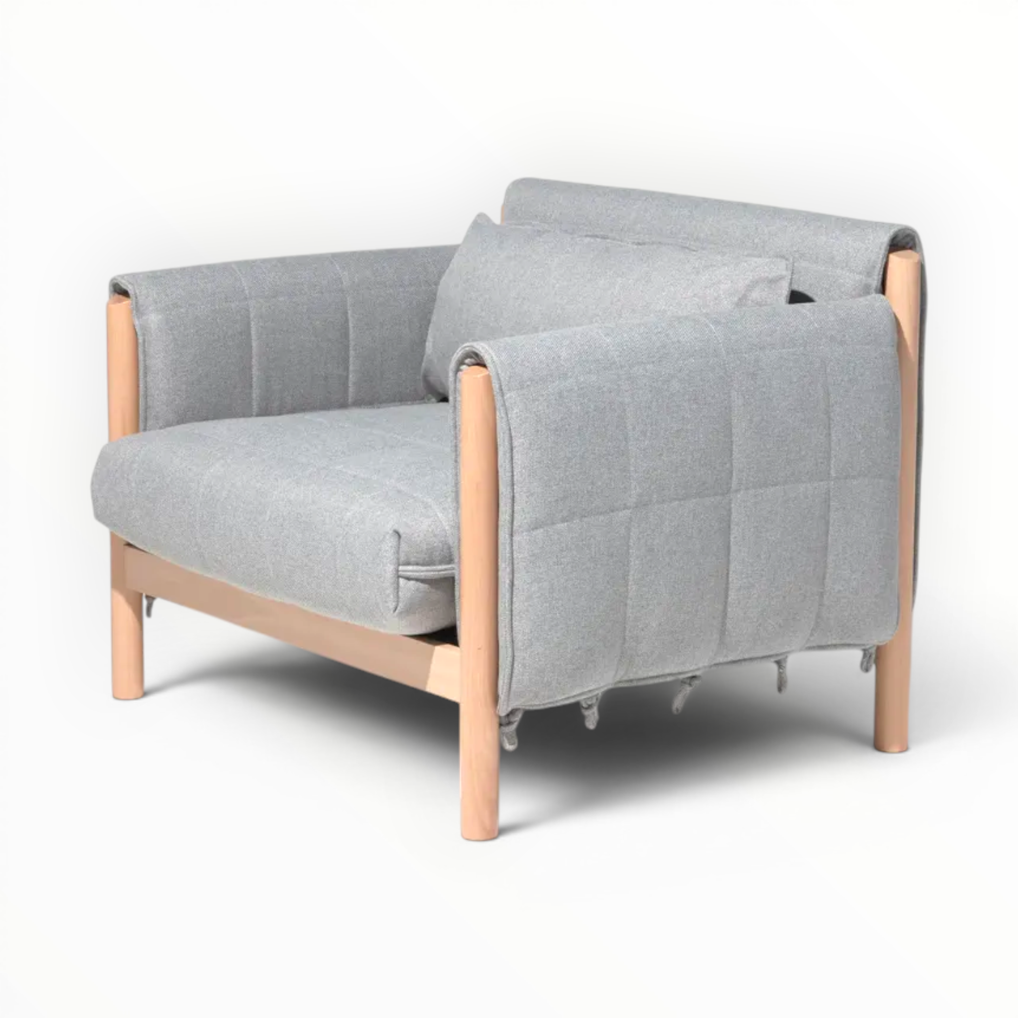 Loom Accent Chair | Exposed Teakwood Frame | Quilted Single Seater