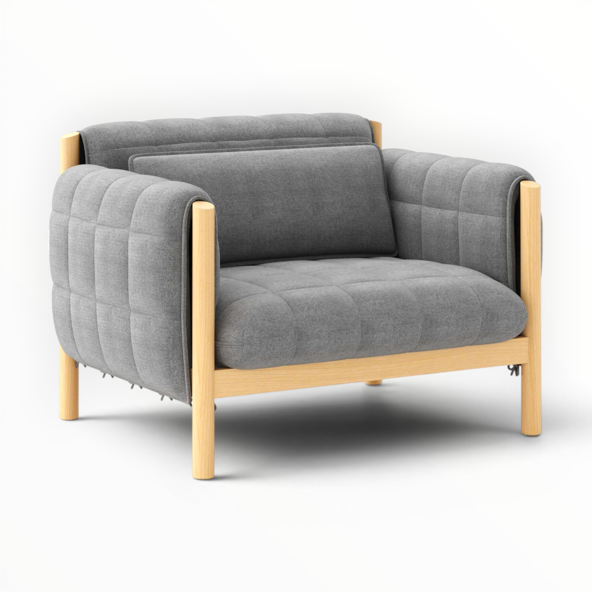 Loom Accent Chair | Exposed Teakwood Frame | Quilted Single Seater