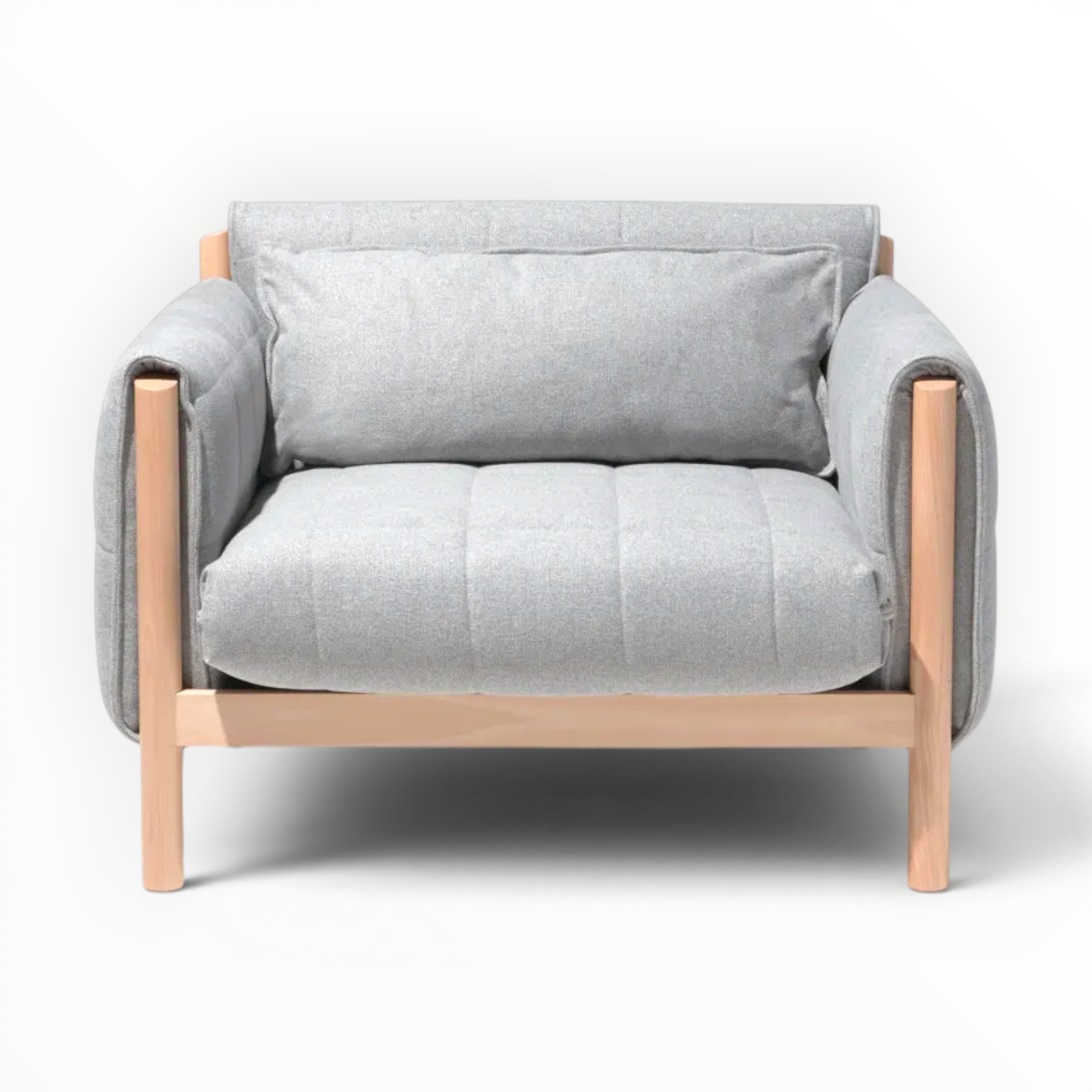 Loom Accent Chair | Exposed Teakwood Frame | Quilted Single Seater