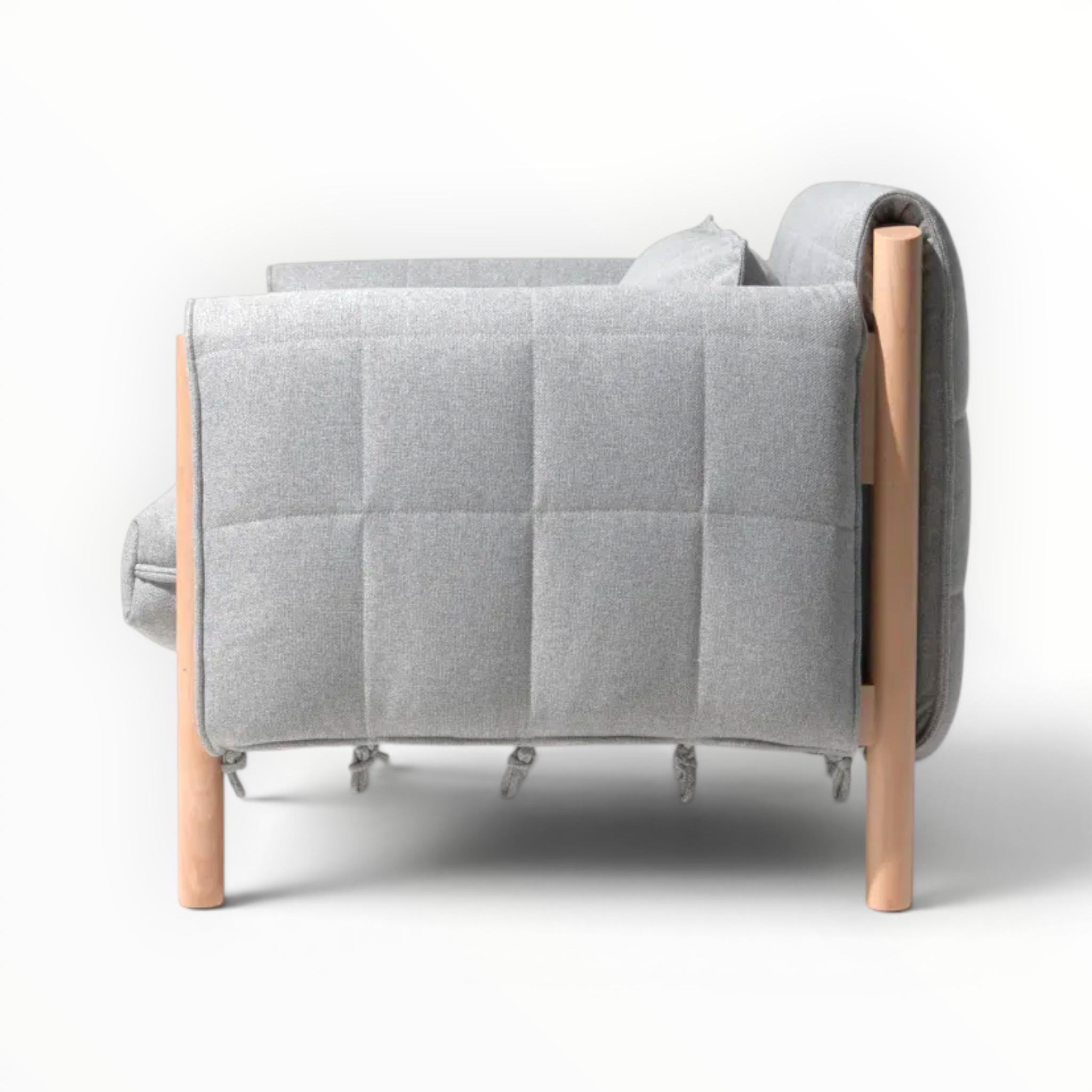 Loom Accent Chair | Exposed Teakwood Frame | Quilted Single Seater