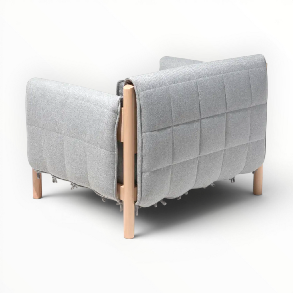 Loom Accent Chair | Exposed Teakwood Frame | Quilted Single Seater