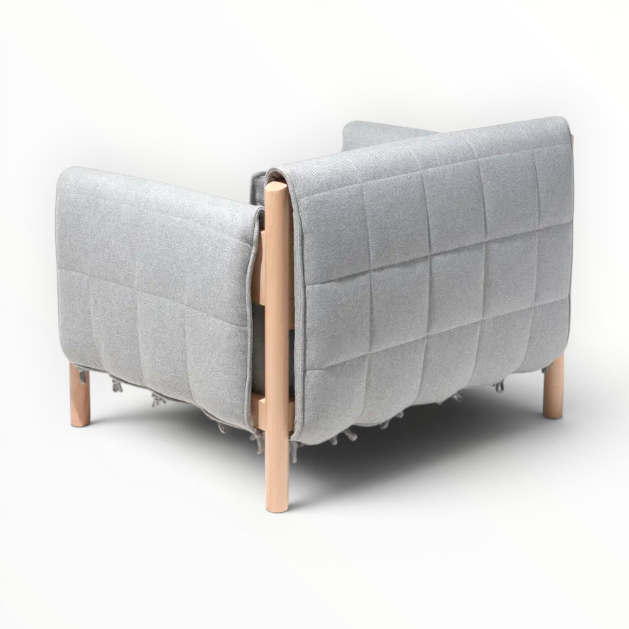Loom Accent Chair | Exposed Teakwood Frame | Quilted Single Seater