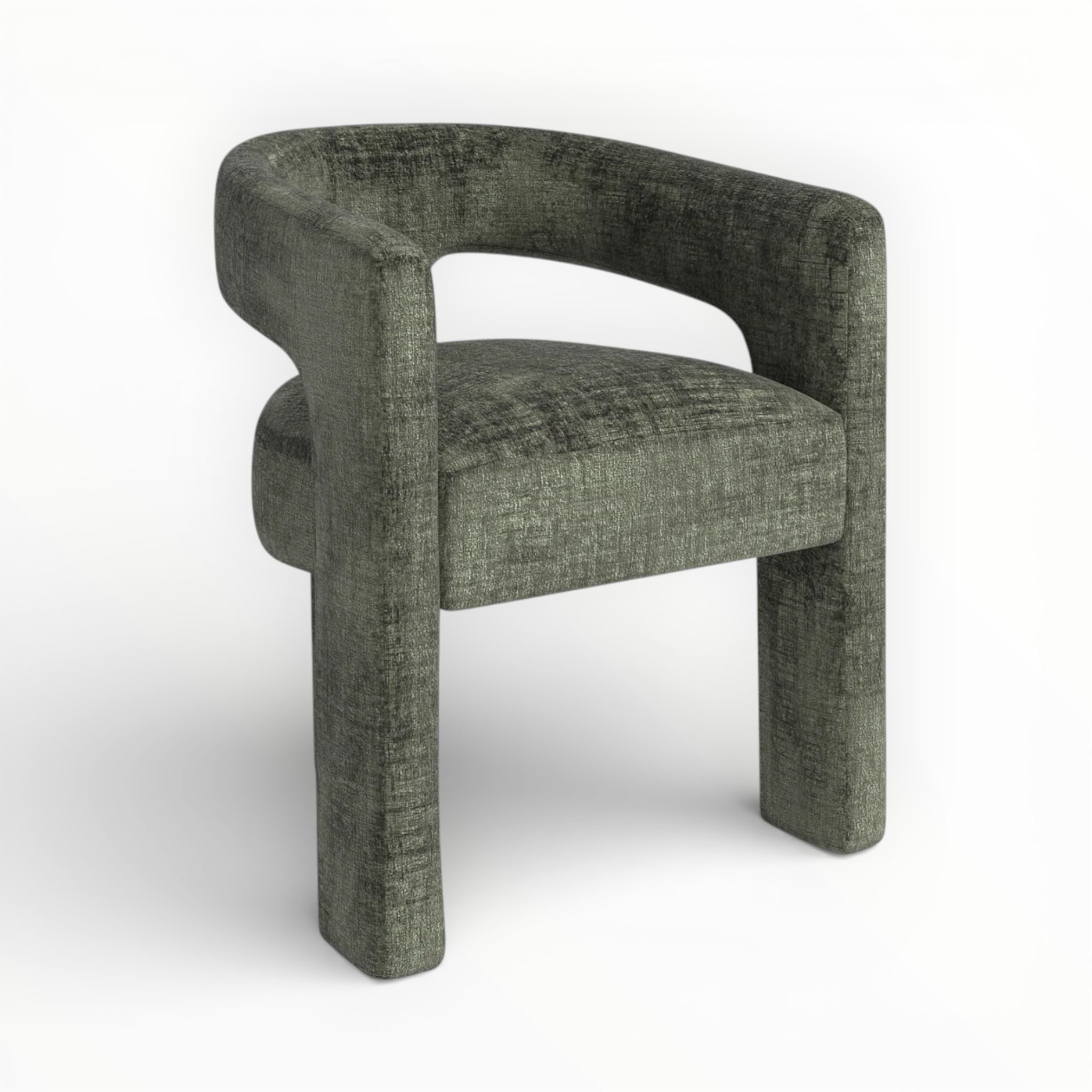 Green textured armchair on a white background