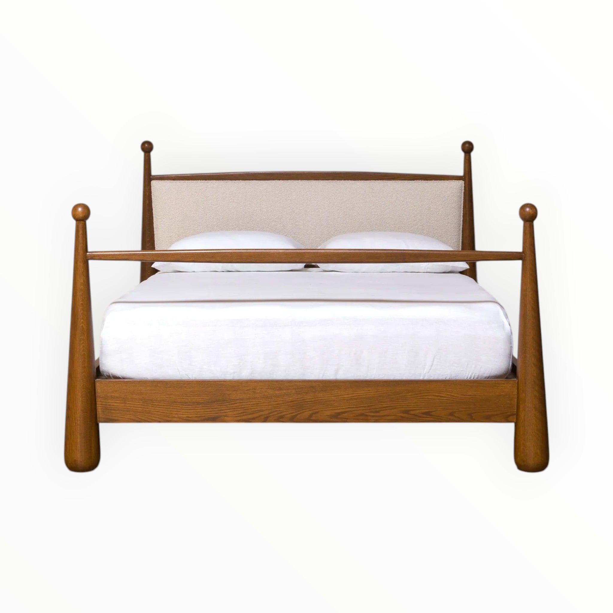 Mejasteak king size teakwood four poster bed — front view, solid teakwood construction, made to order Hyderabad