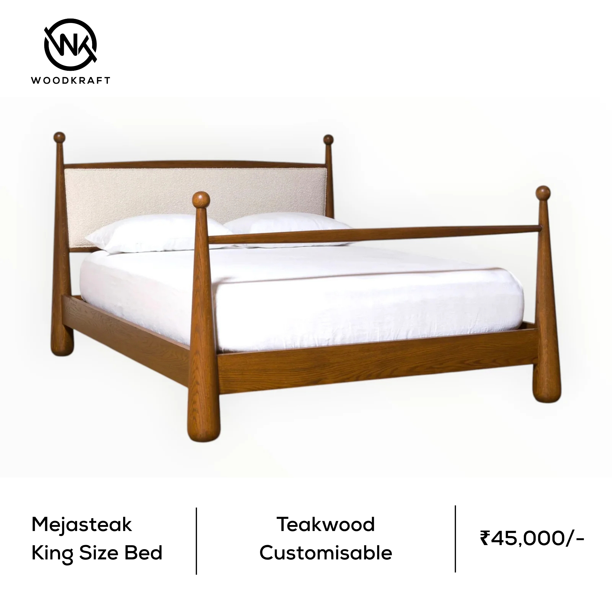 Mejasteak | Teakwood bed | Customisable | Hyderabad