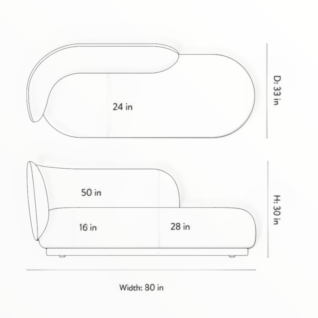 Milano upholstered day bed dimensions – 80 in wide 33 in deep 30 in tall – Woodkraft Studio