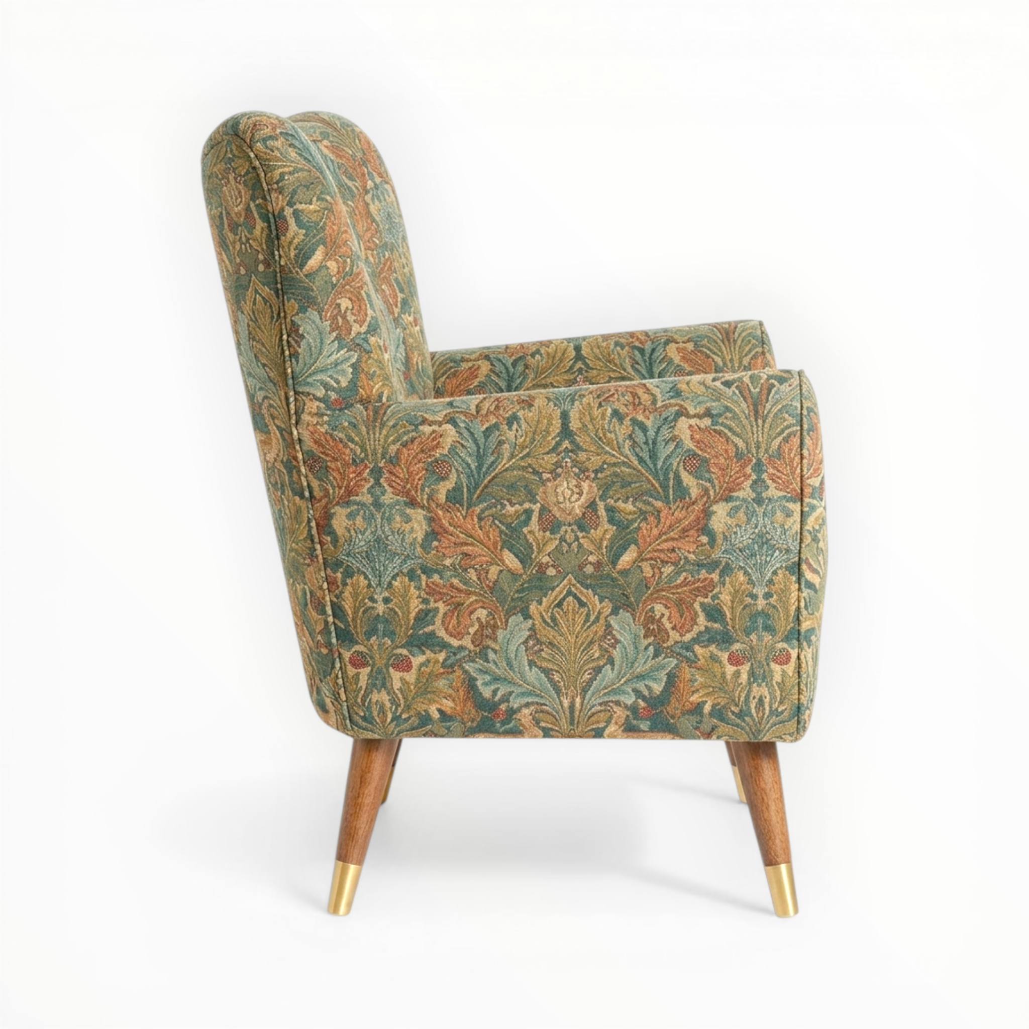 Decorative armchair with floral pattern on a white background