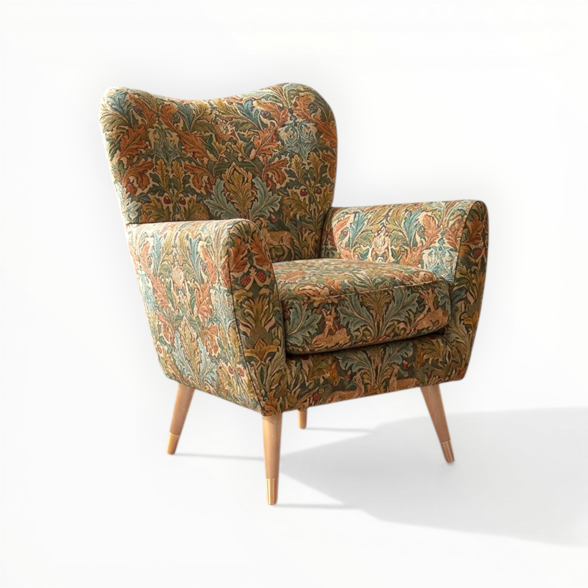 Patterned armchair on a white background