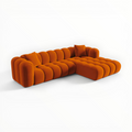 Orange sectional sofa on a white background