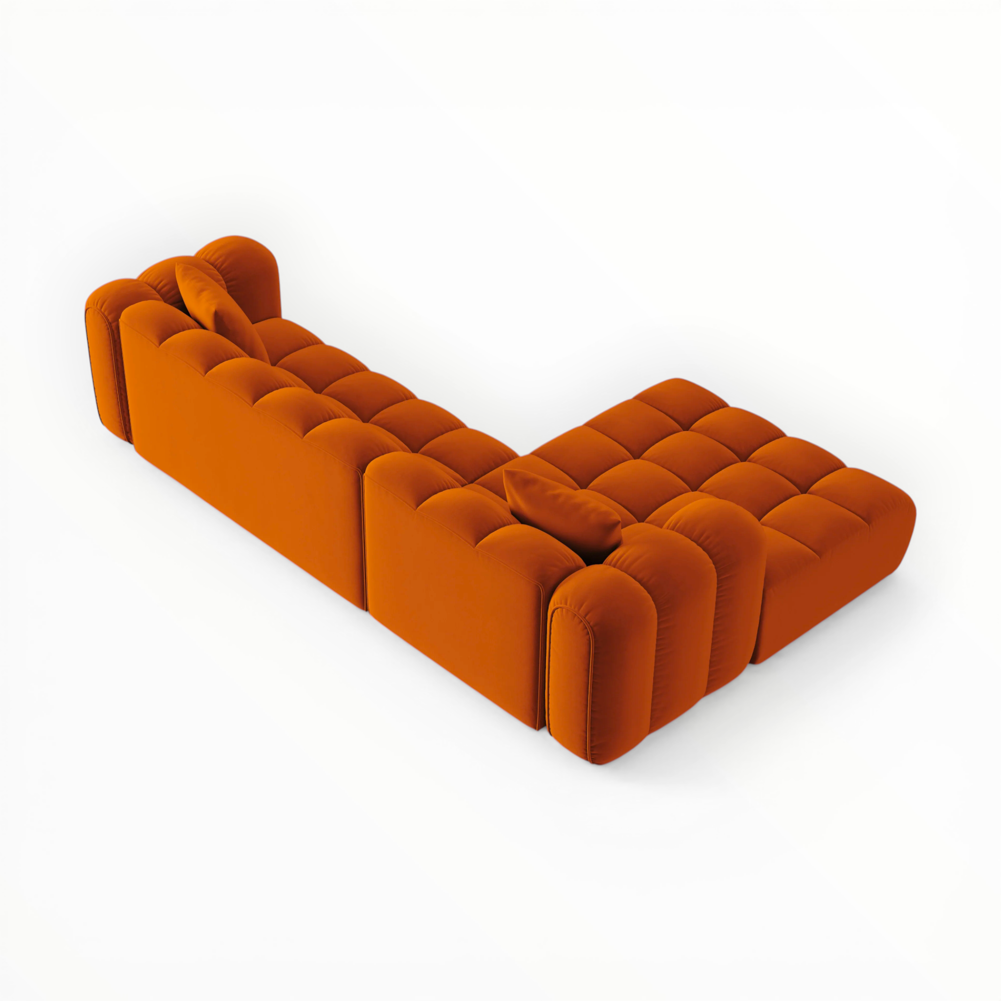 Orange sectional sofa on a white background