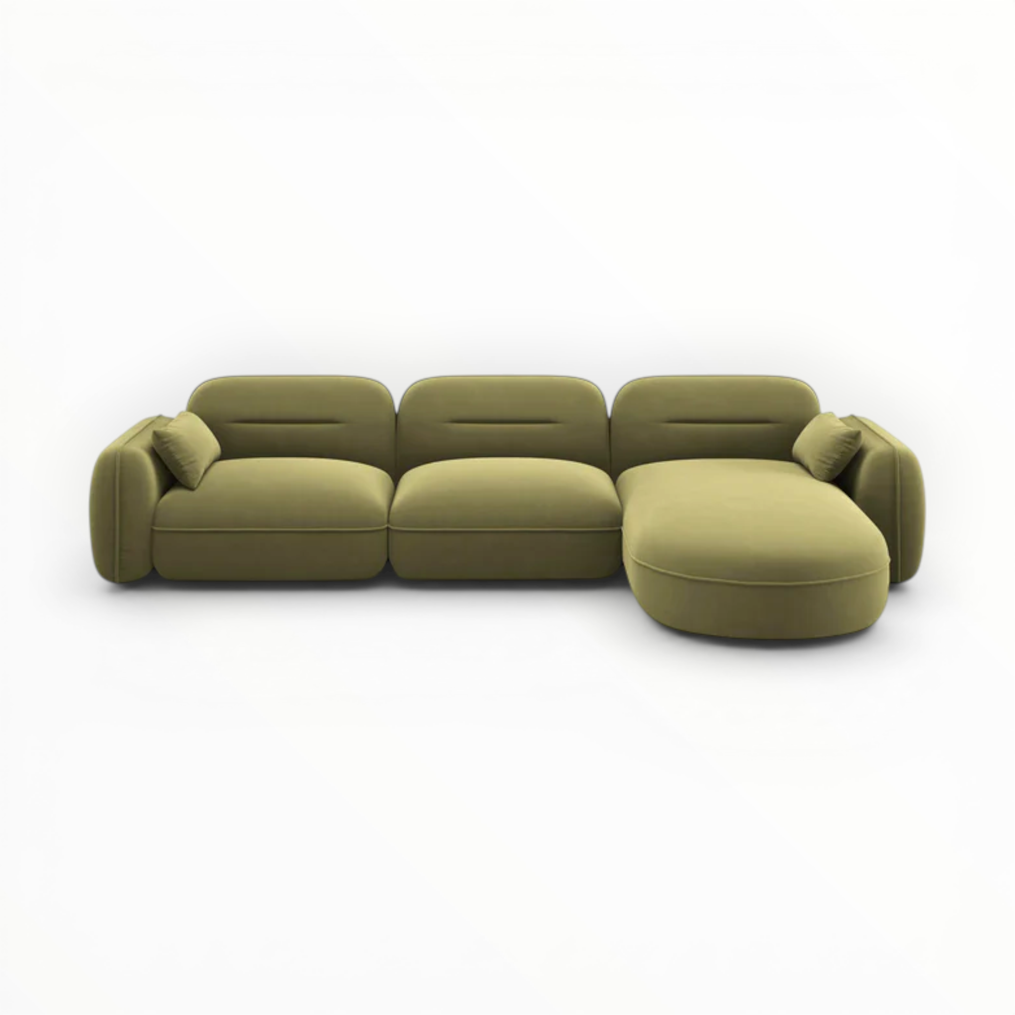 Green sectional sofa on a white background