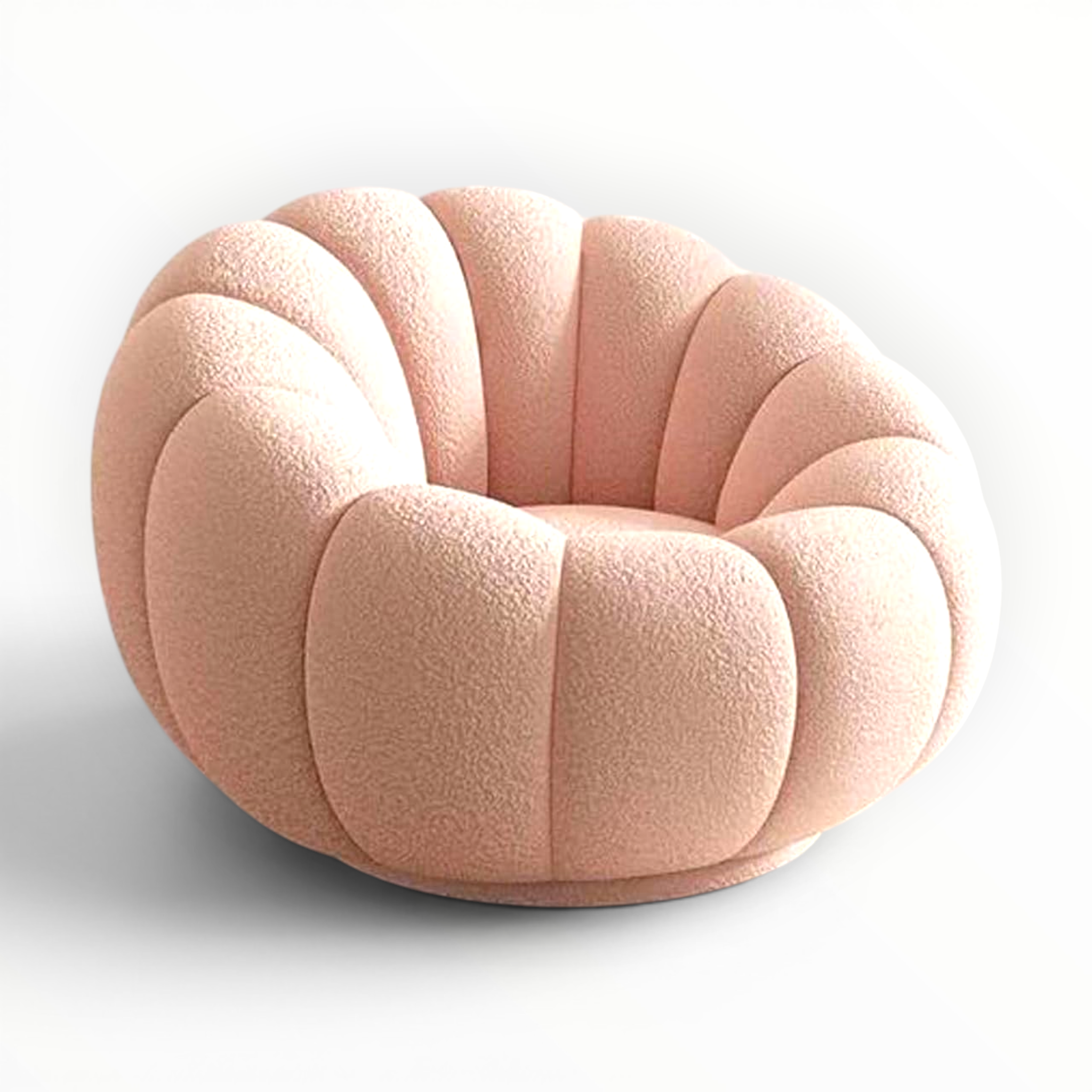 Pink, wave-patterned chair on a white background