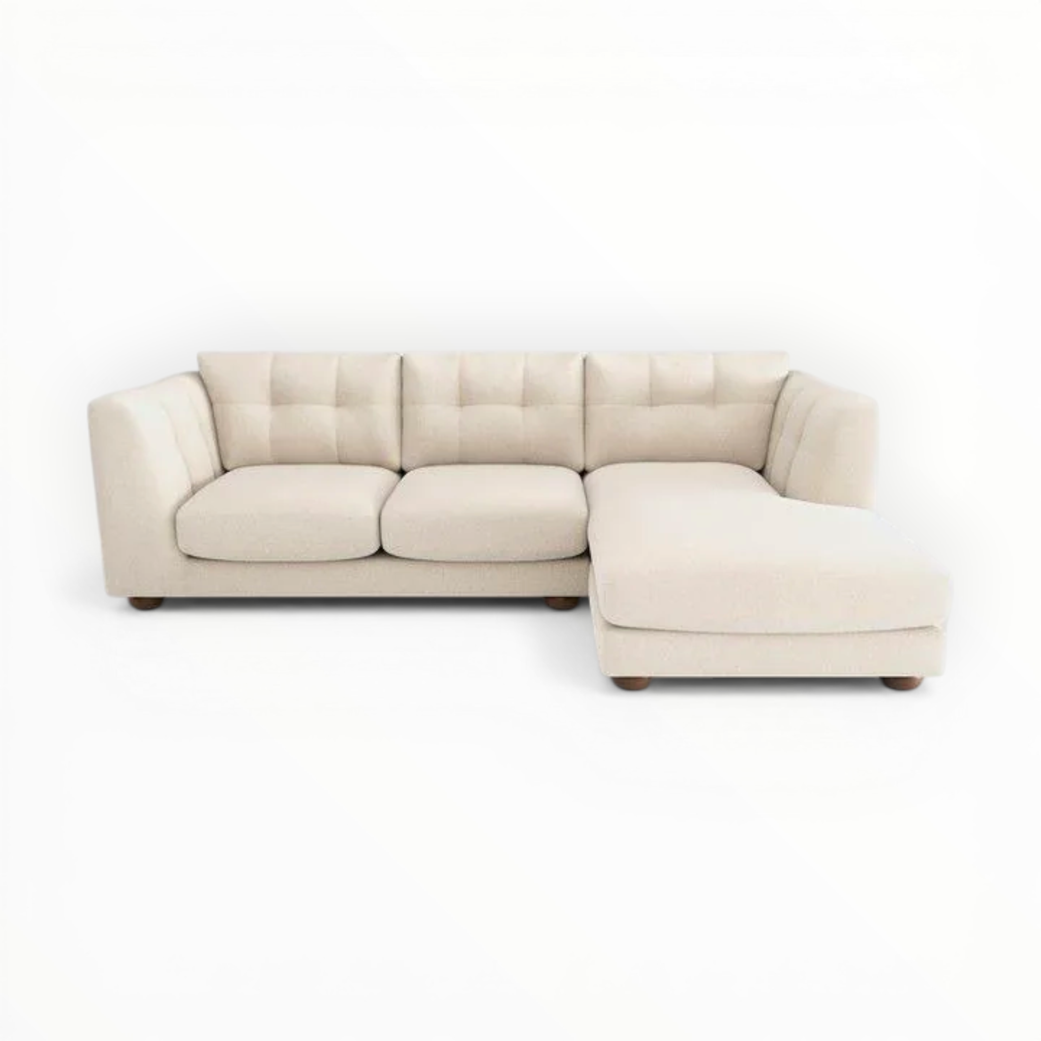 Beige sectional sofa on a white background