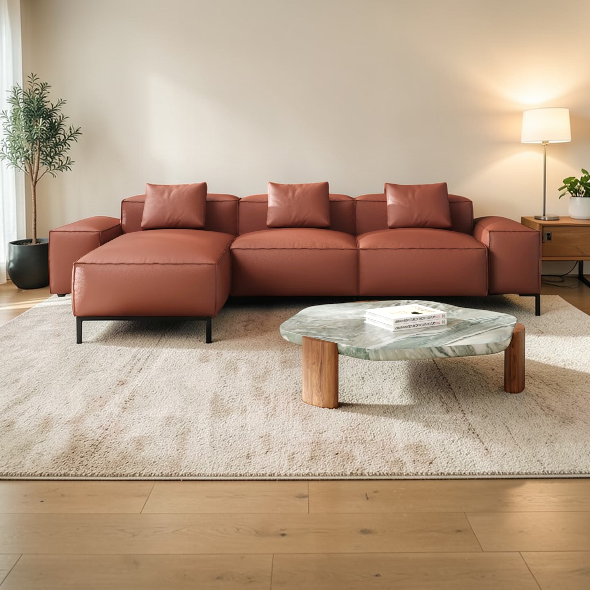 Opulence L-Shape Chaise Lounger – Custom Sectional Sofa in Hyderabad
