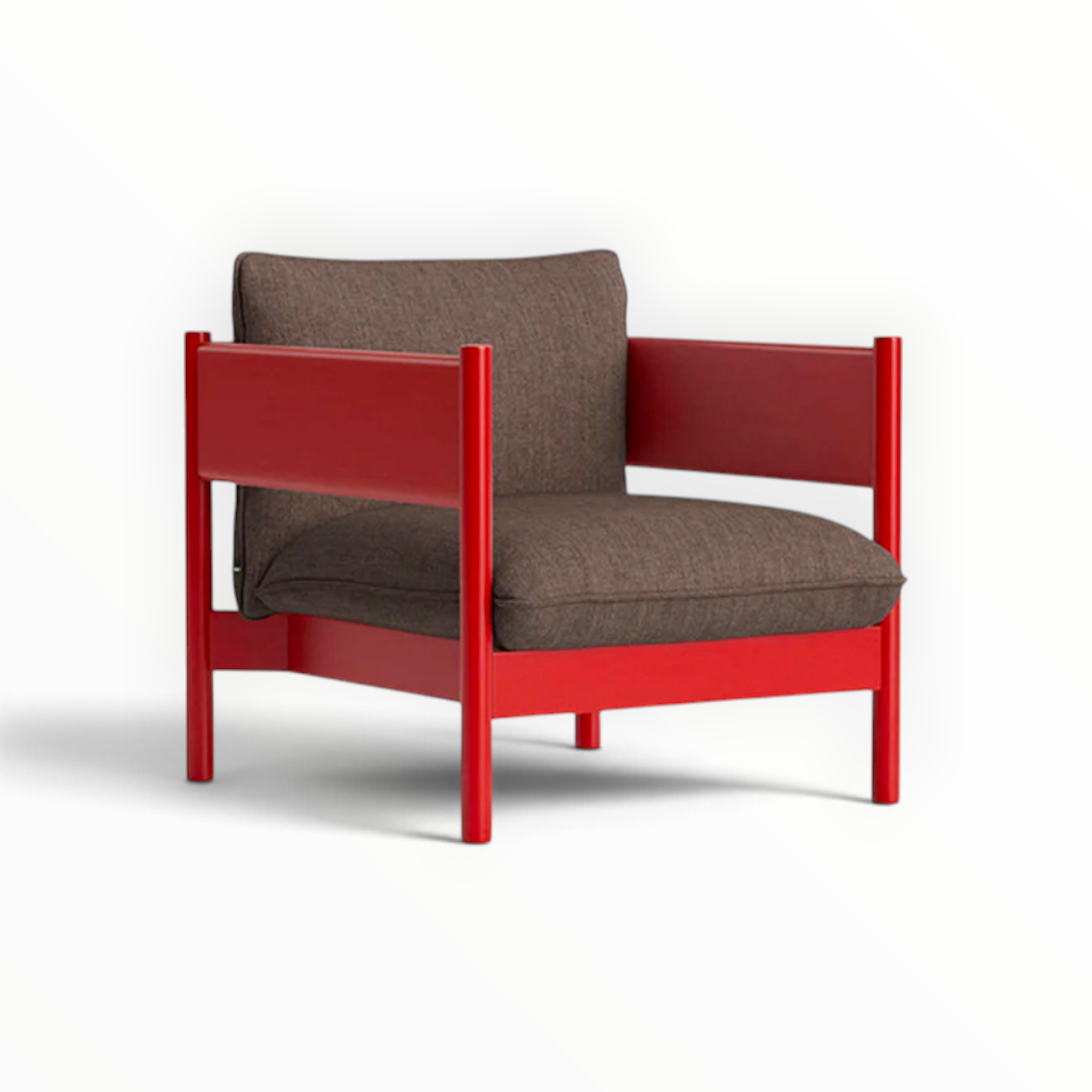 Phantom single chair in red brown frame with brown fabric — Woodkraft Studio Hyderabad
