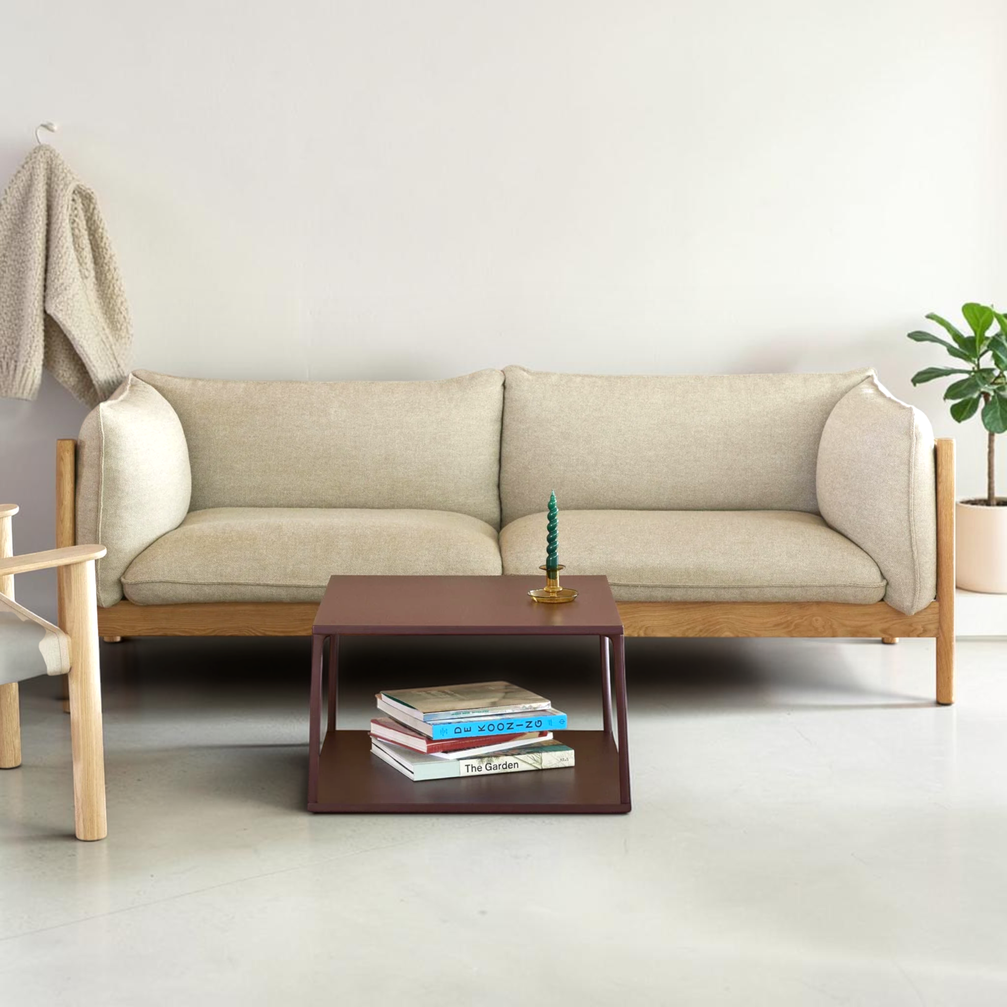 Phantom teakwood 3 seater sofa in living room setting — Woodkraft Studio Hyderabad