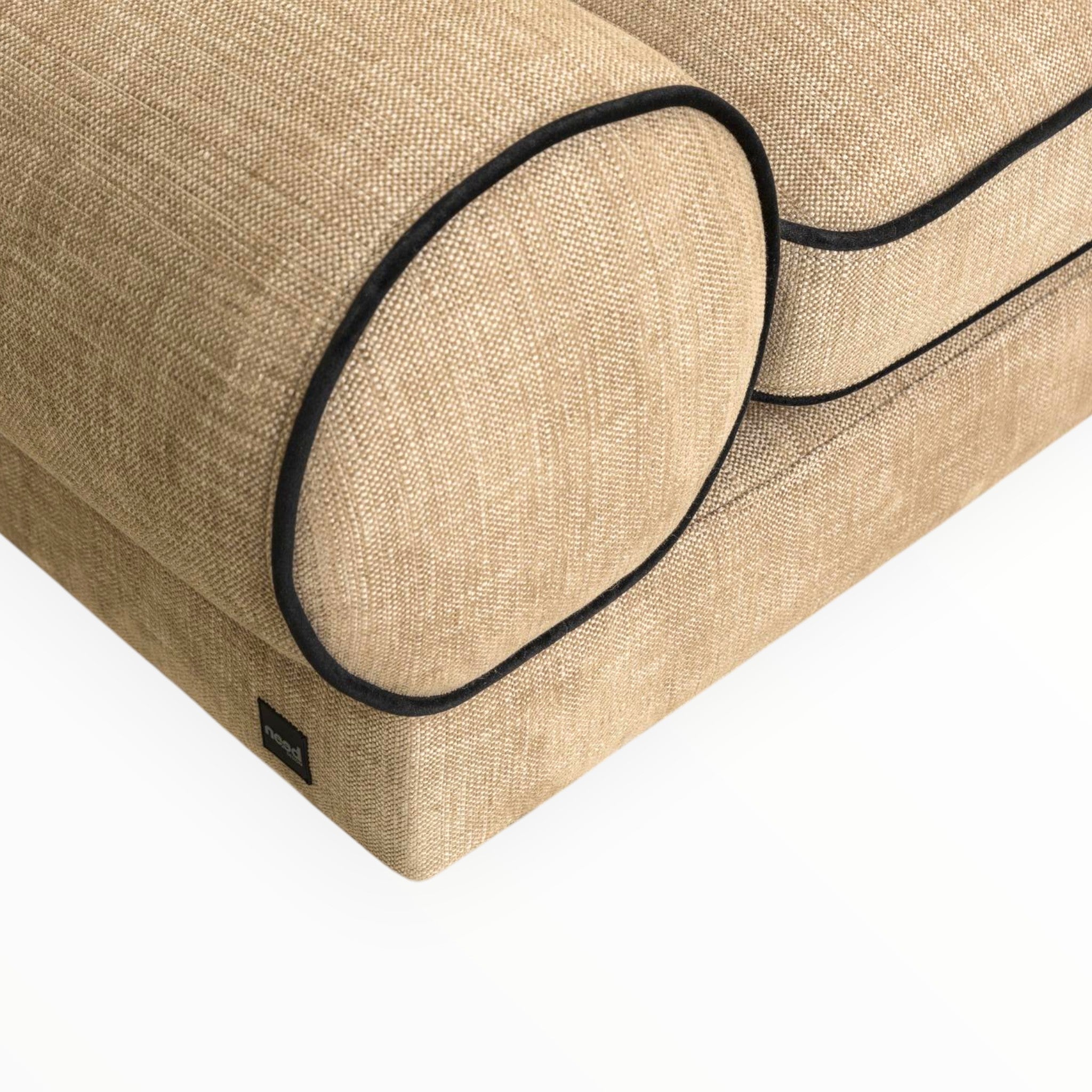 Prado sofa detail – barrel arms with signature black piping
