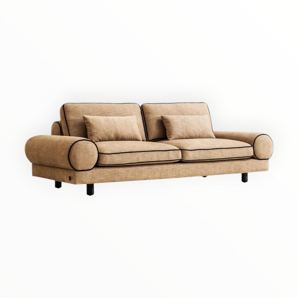 Prado 3 Seater Sofa in grey velvet with gold legs – Woodkraft Studio Hyderabad
