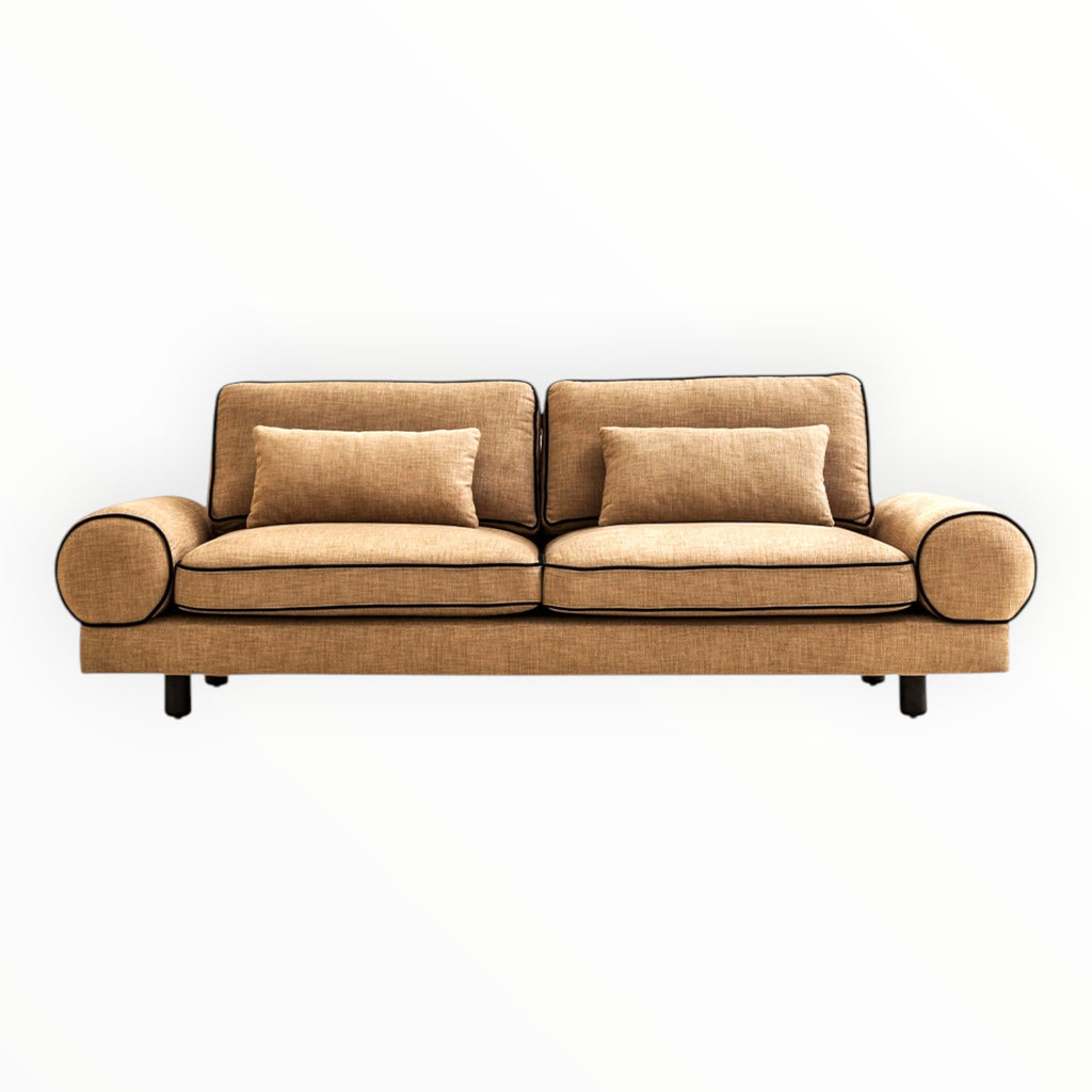 Prado sofa front view – customisable 3 seater sofa with velvet fabric options