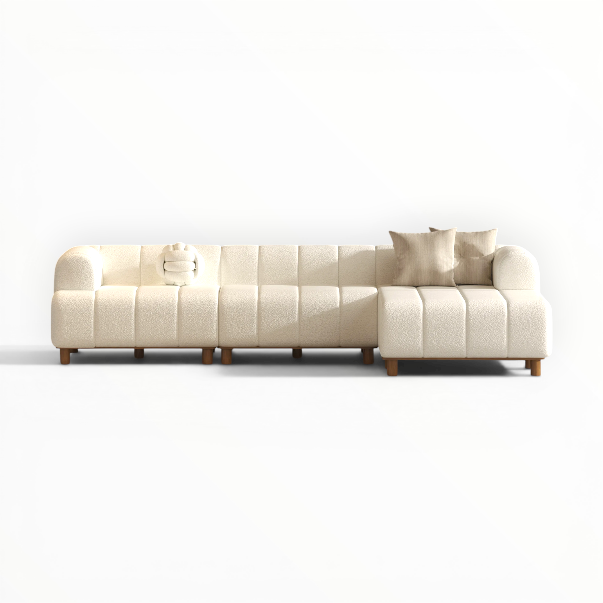 Beige sectional sofa on a white background