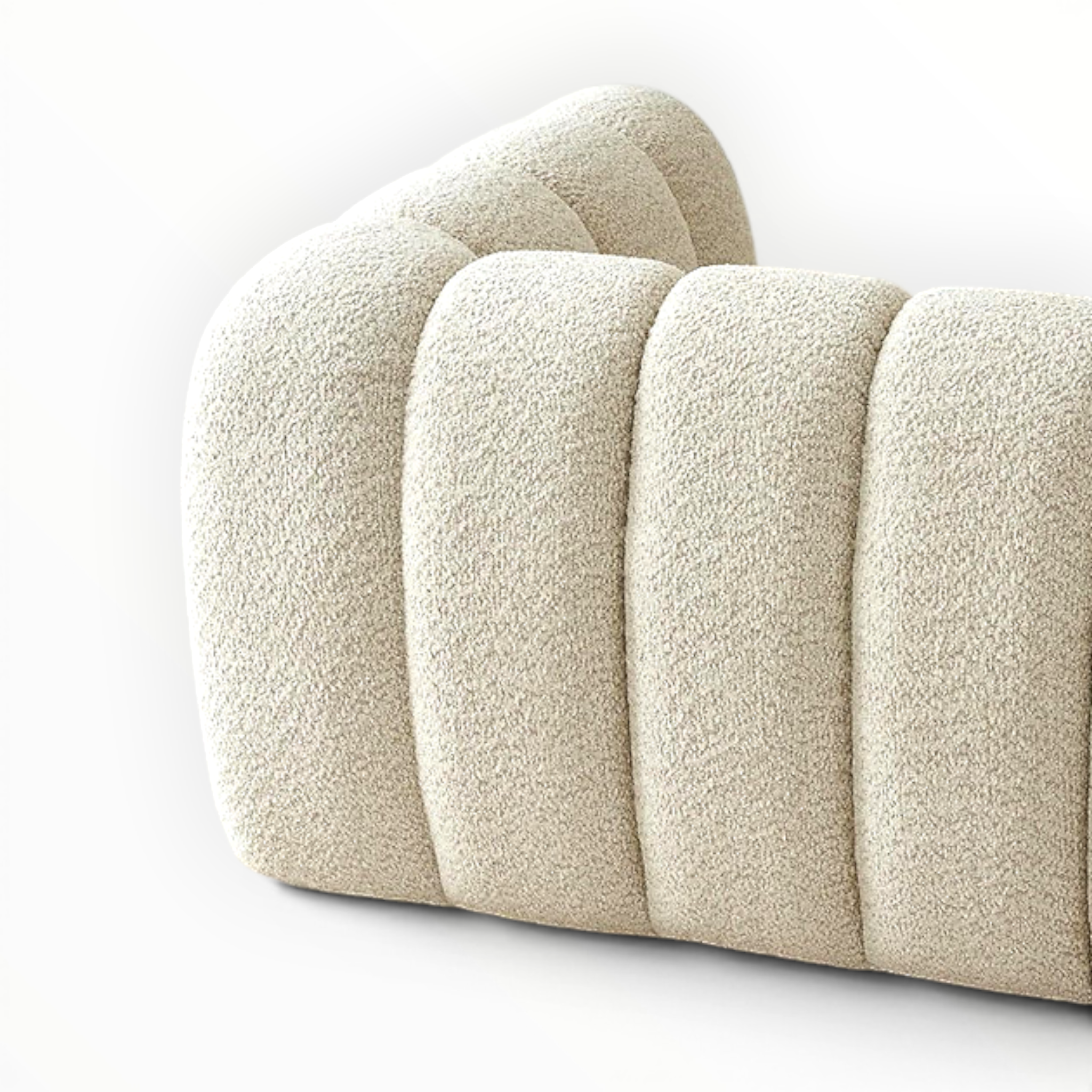 Beige textured headboard on a white background