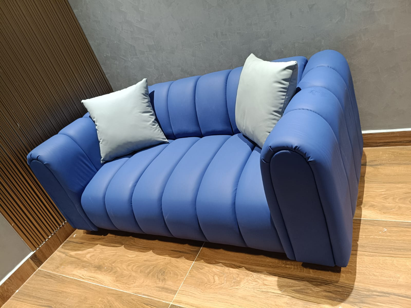 Ritz Sofa — Channel Tufted Velvet 3 Seater | Made to Order in Hyderabad delivered to a real customer's home in Hyderabad